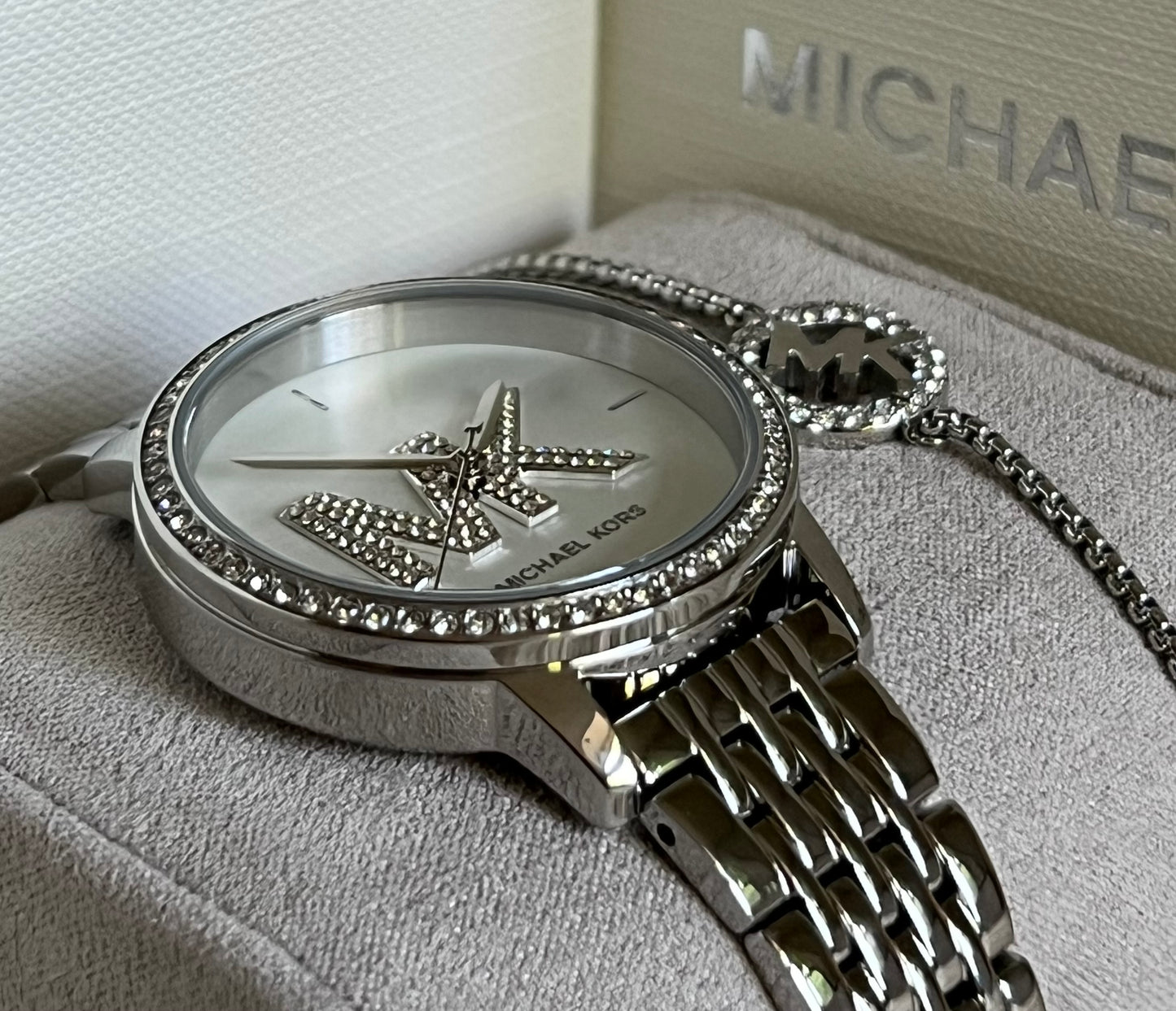 Michael Kors Women’s Three-Hand Stainless Steel Watch and Slider Bracelet Set