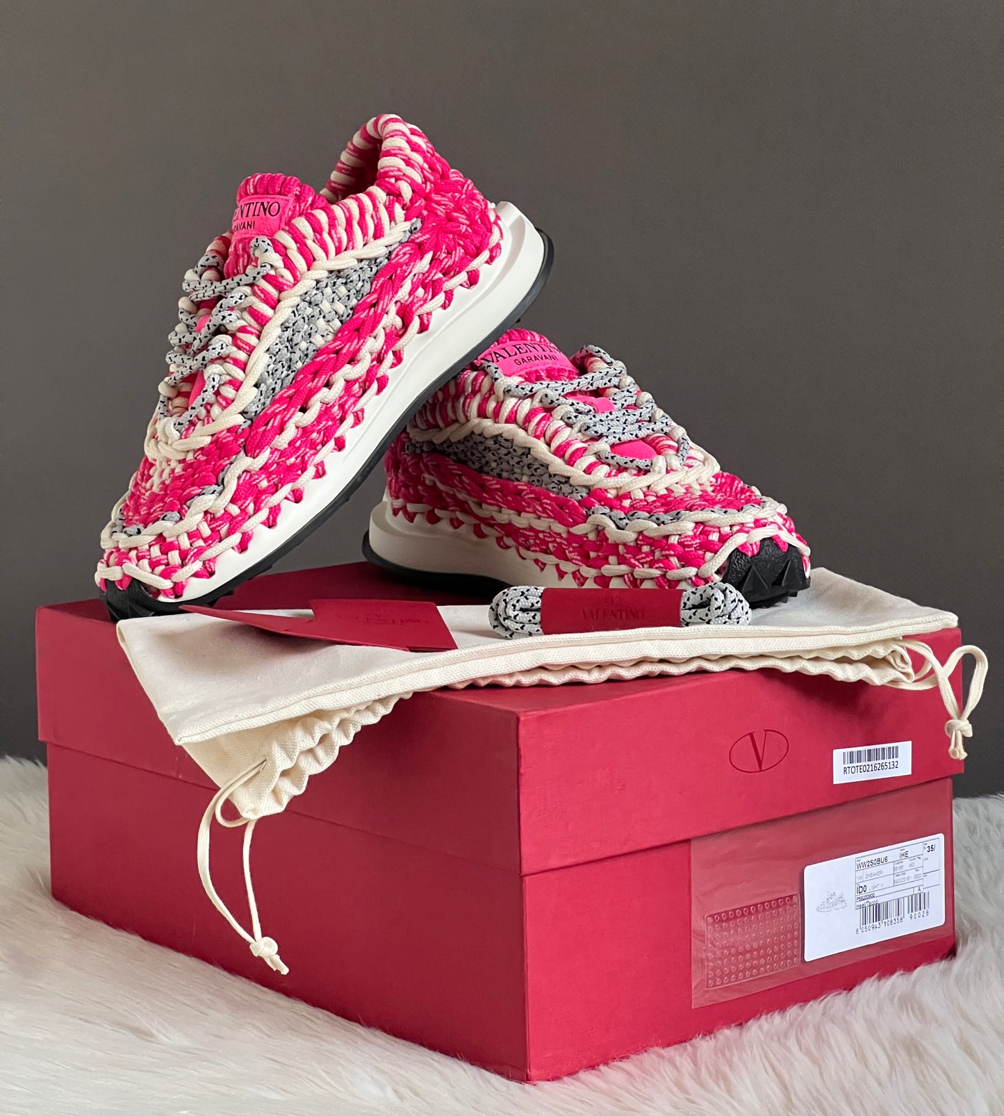 Valentino Garavani Knotted Macrame Crochet Sneakers
