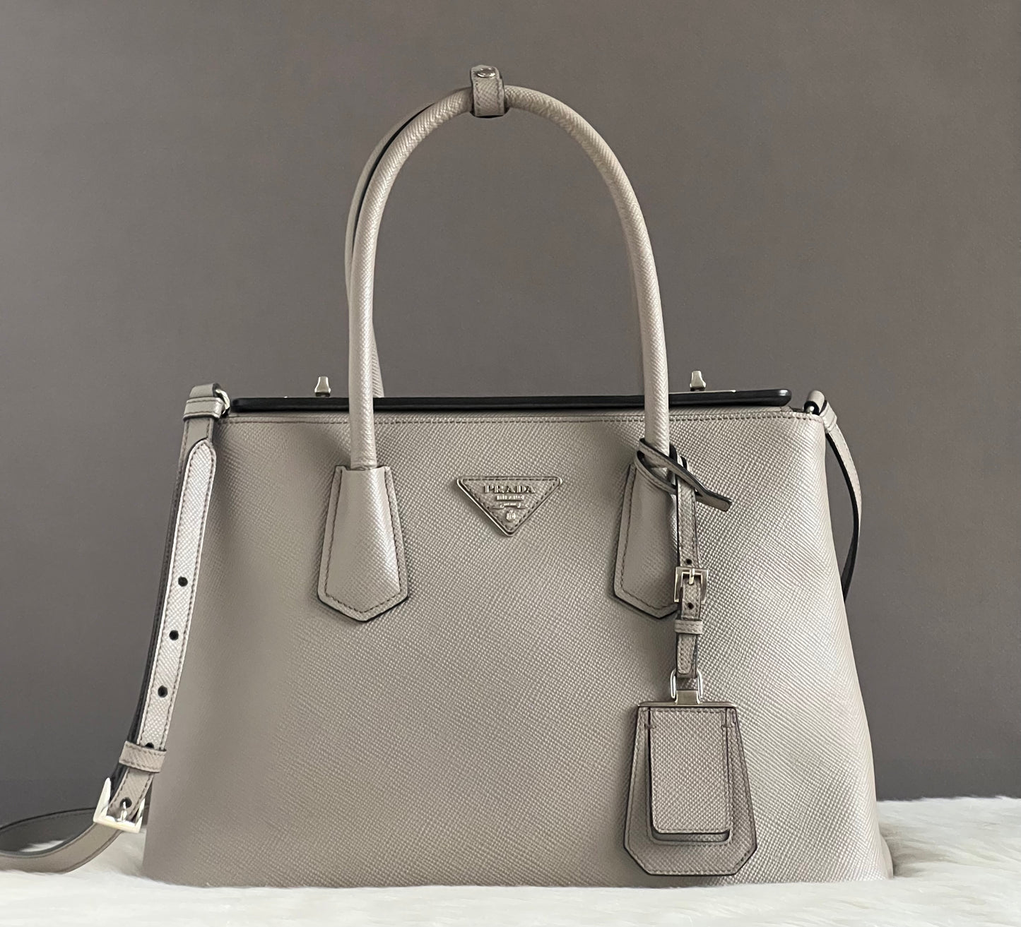 Prada Saffiano Cuir Turn-Lock Twin Satche