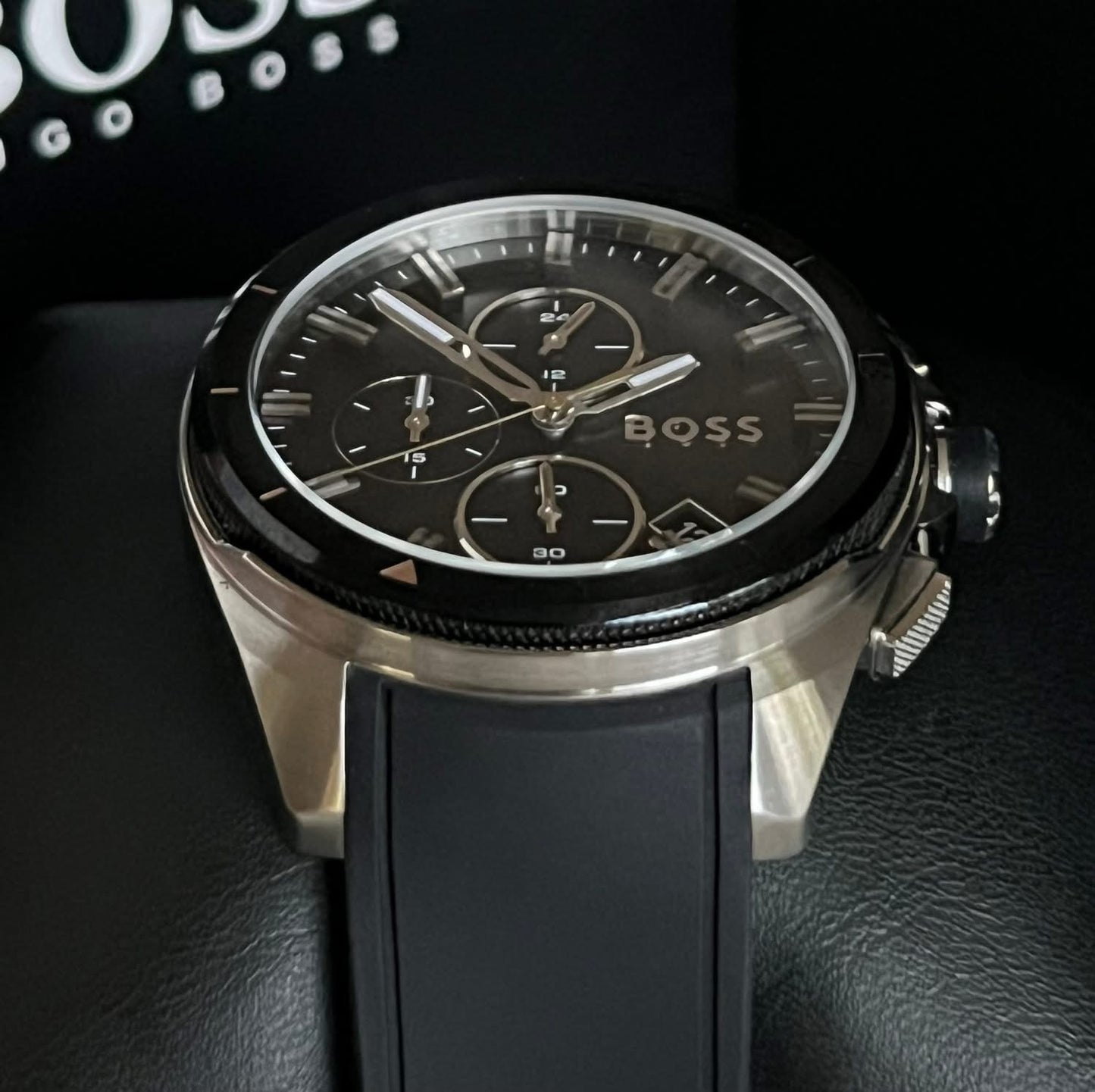 Hugo Boss Men’s Volane Black Silicone Chronograph Watch