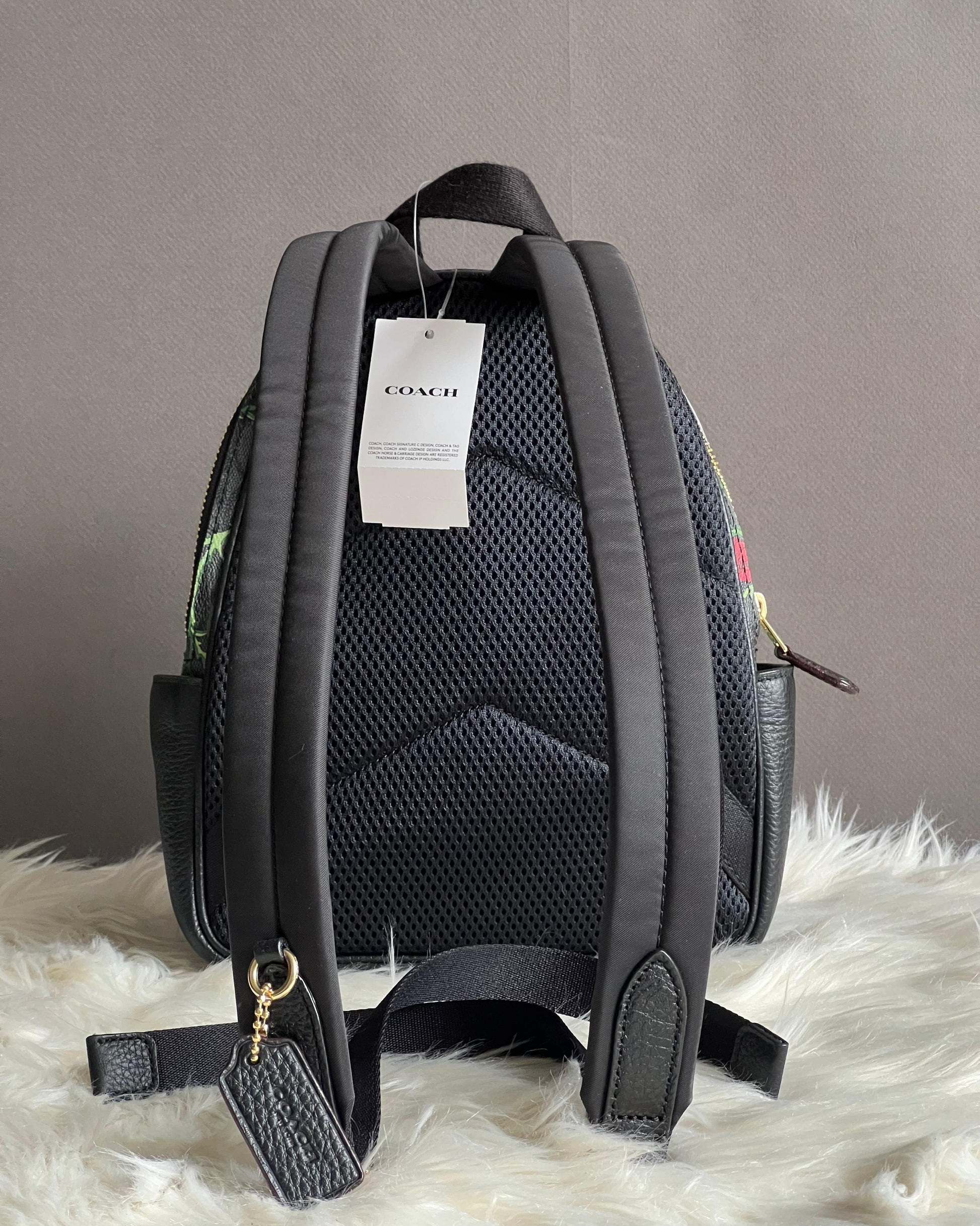 coach campus backpack with rivets rose Coach Mini Court Backpack in Signature Canvas with Fairytale Rose Prin – Club de Mode