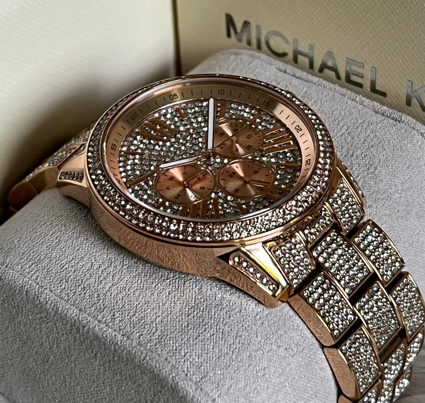 Michael Kors Bradshaw Rose Gold Pave Glitz Crystal Watch