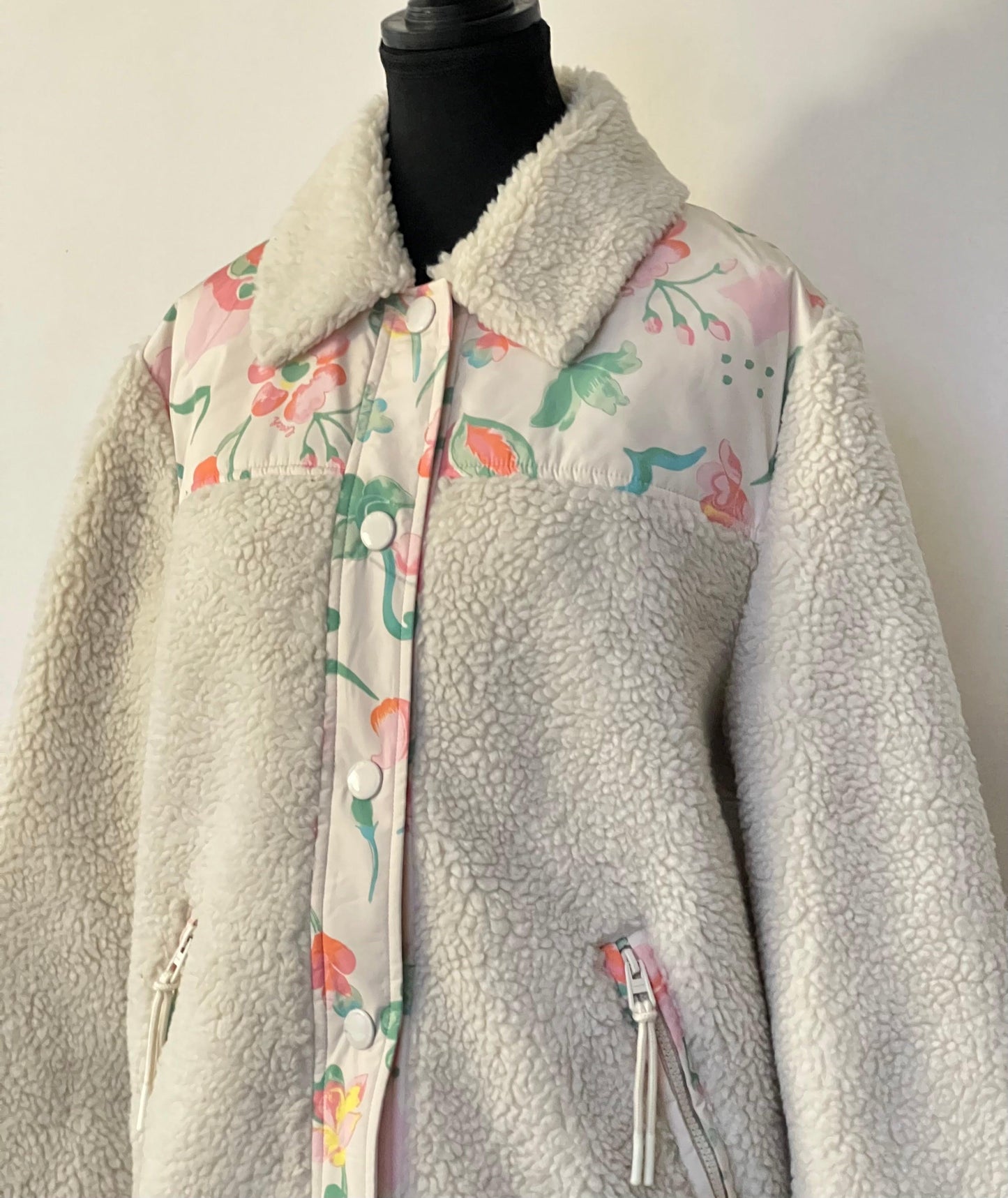 Coach Blocked Floral Sherpa Jacket