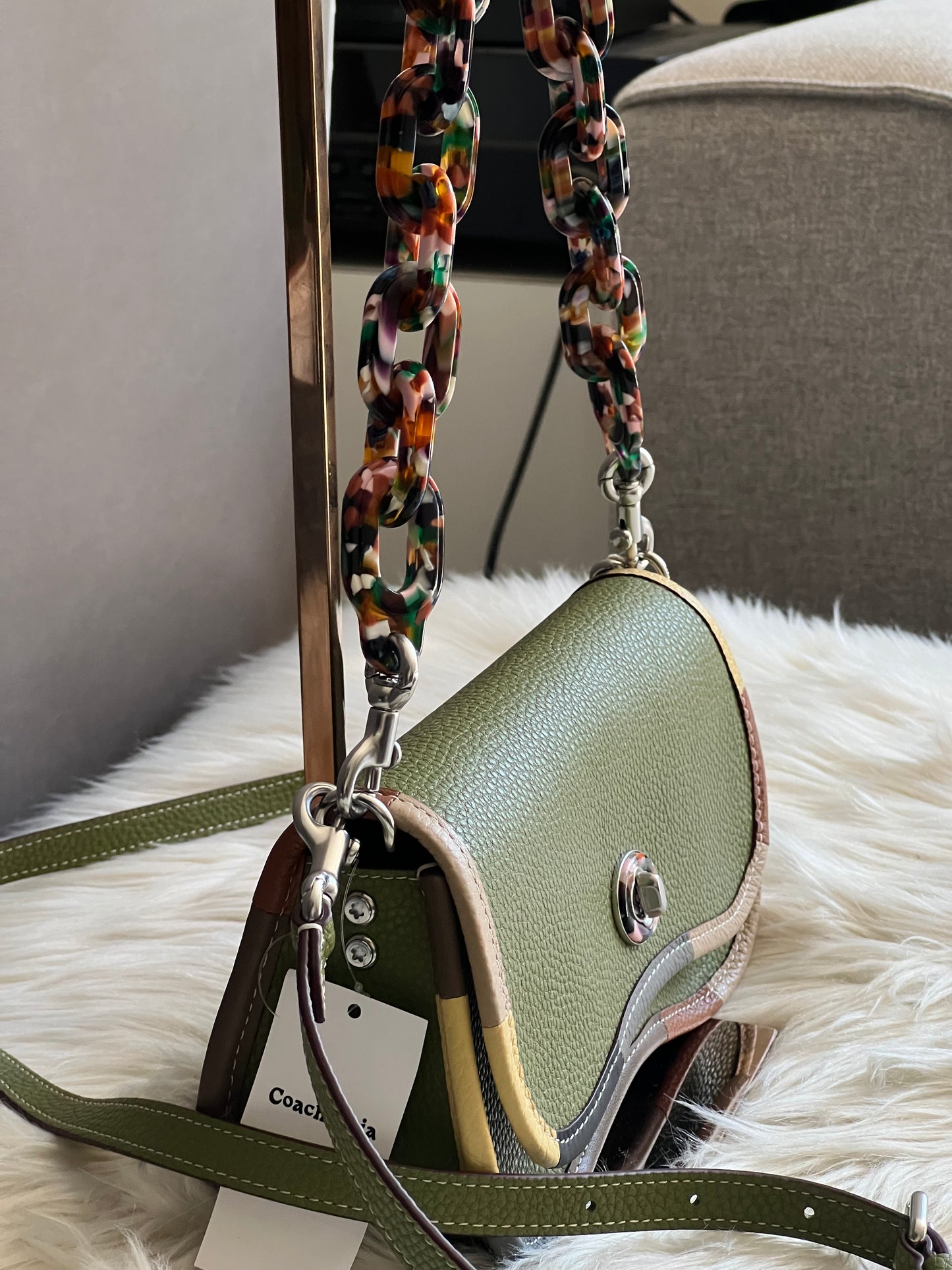 Coach Wavy Dinky Bag with Colorful Binding in Upcrafted Leather