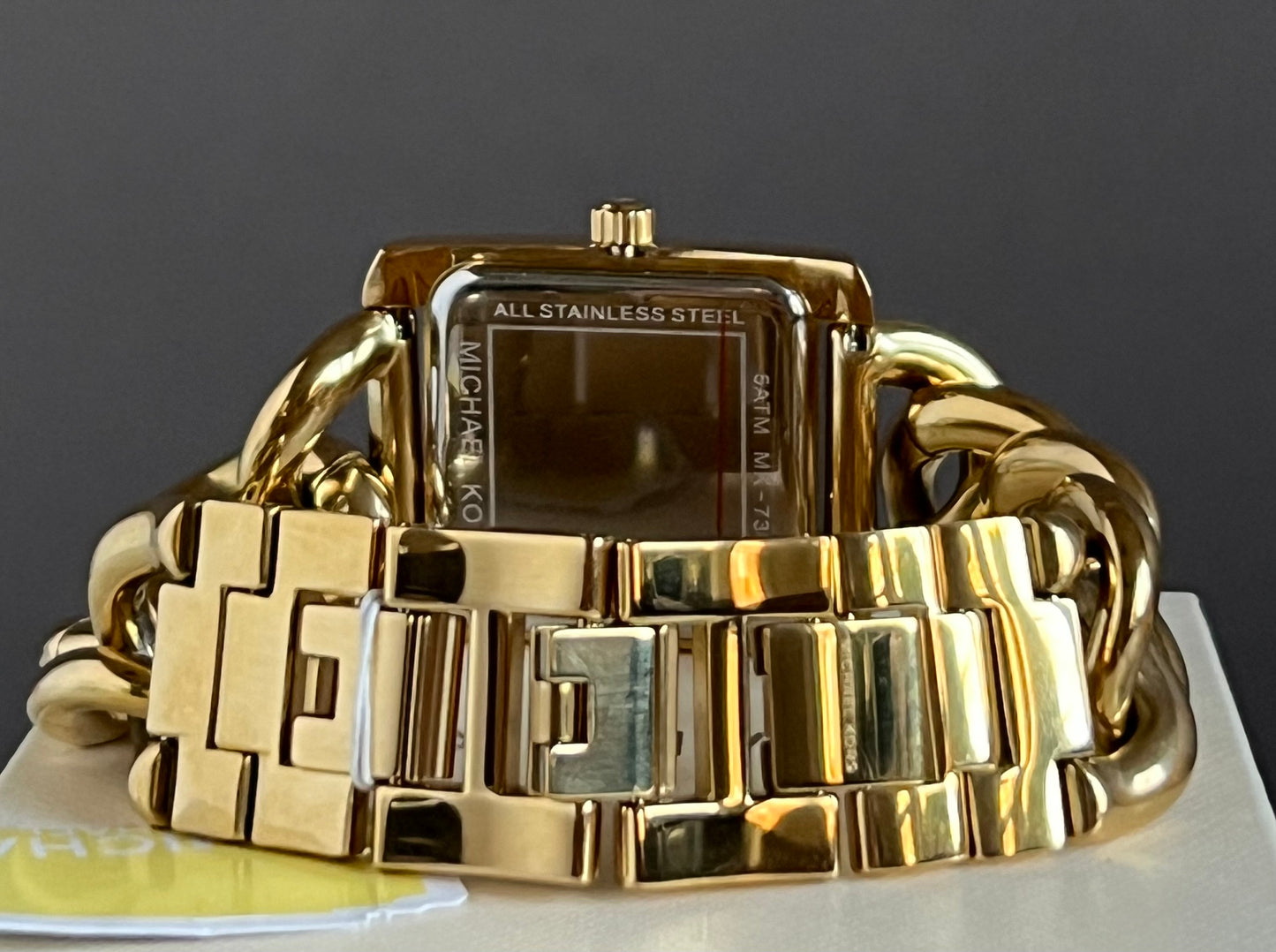 Michael Kors Women’s Oversized Emery Pavé Gold-Tone Curb Link Watch