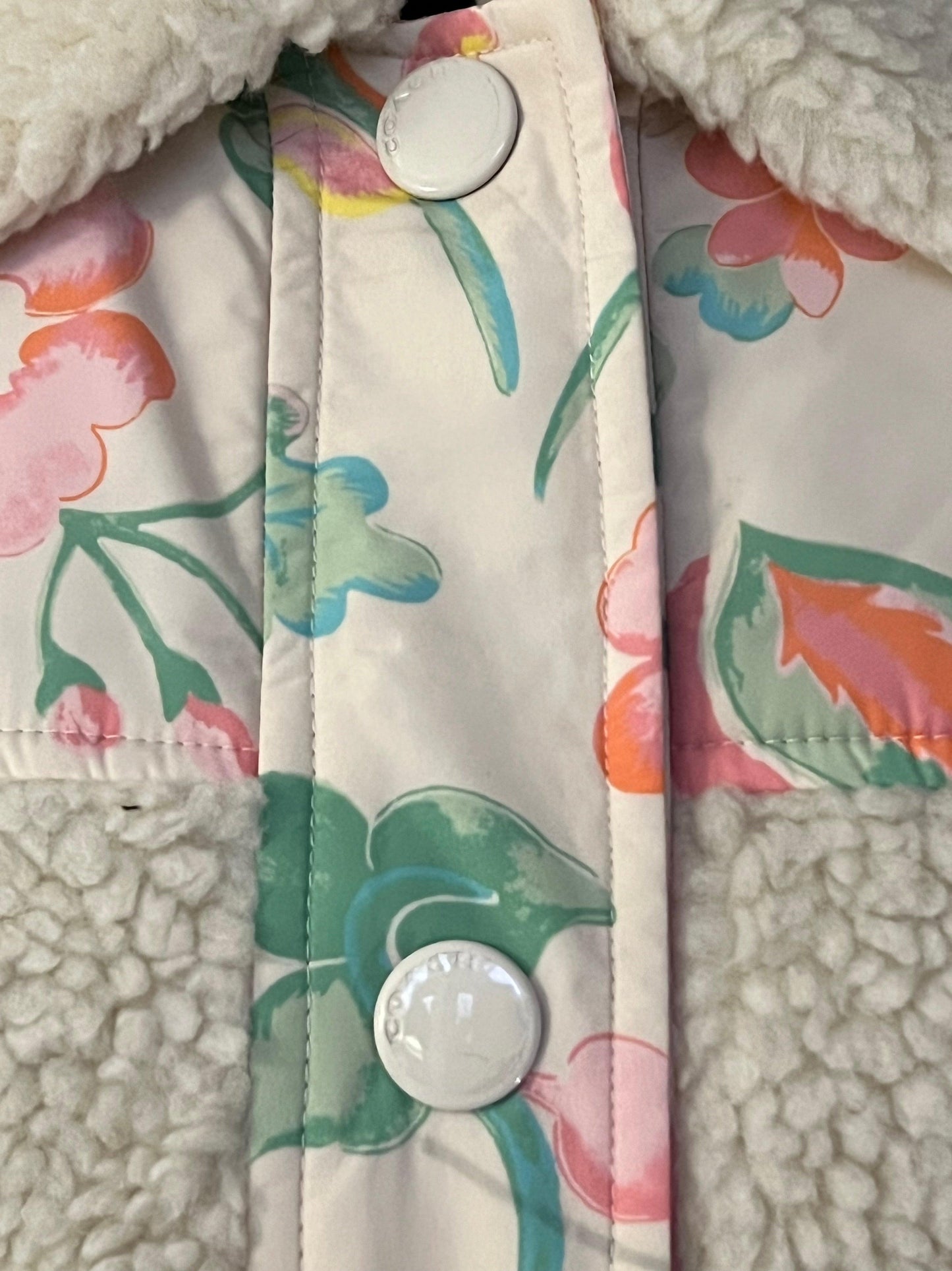 Coach Blocked Floral Sherpa Jacket