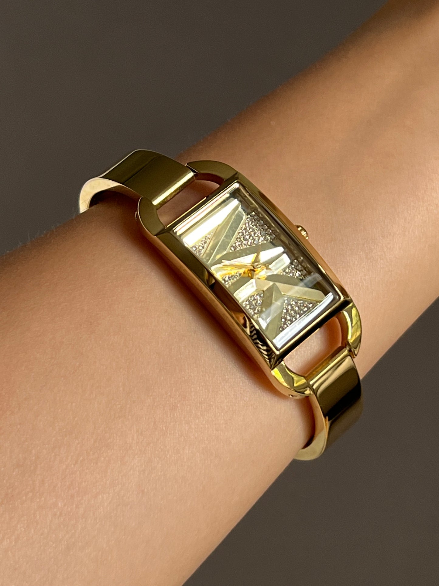 Michael Kors Women’s Mini Empire Pavé Gold-Tone Bangle Watch