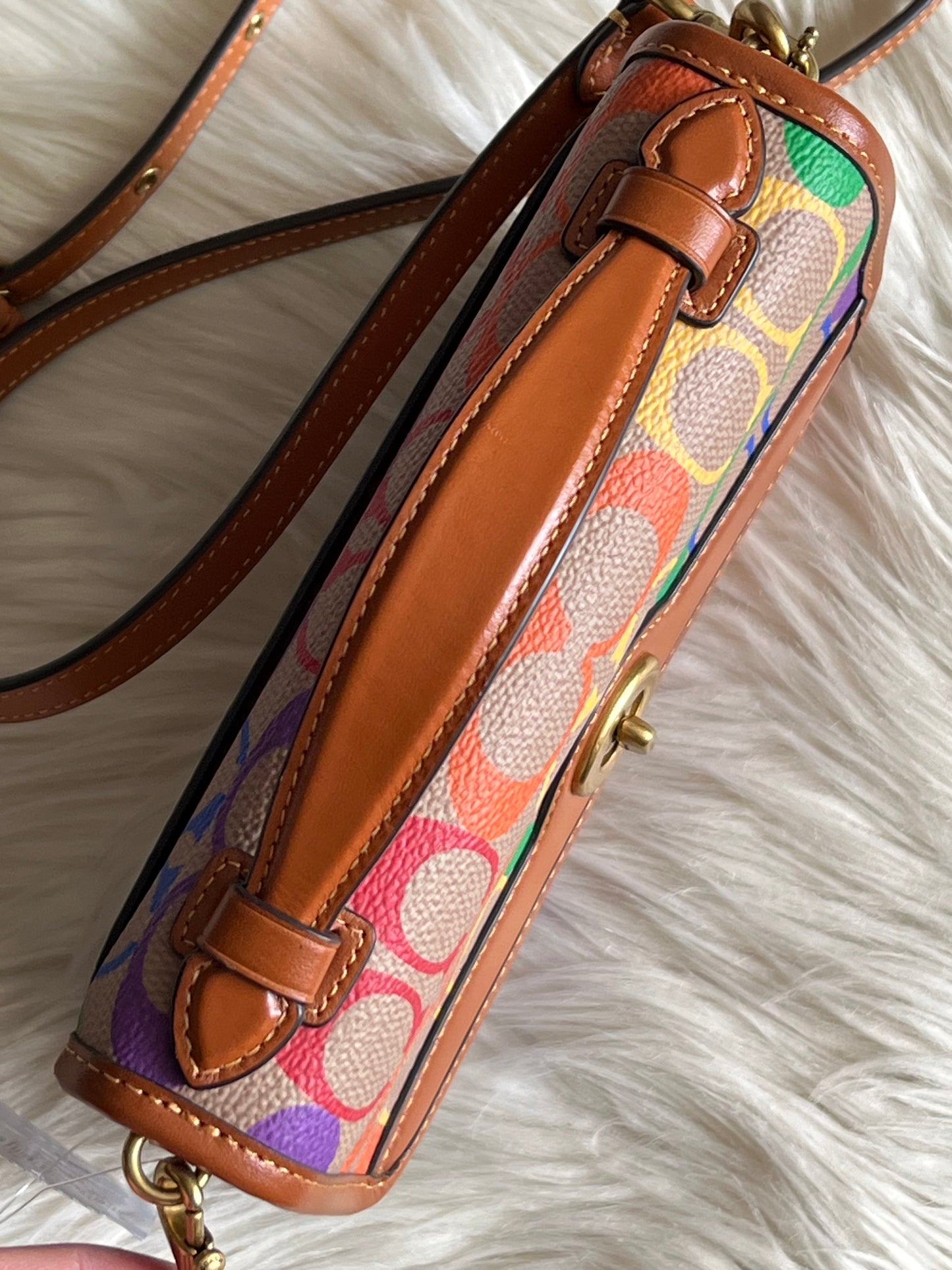 Coach Kip Turnlock Crossbody in Rainbow Signature Canvas