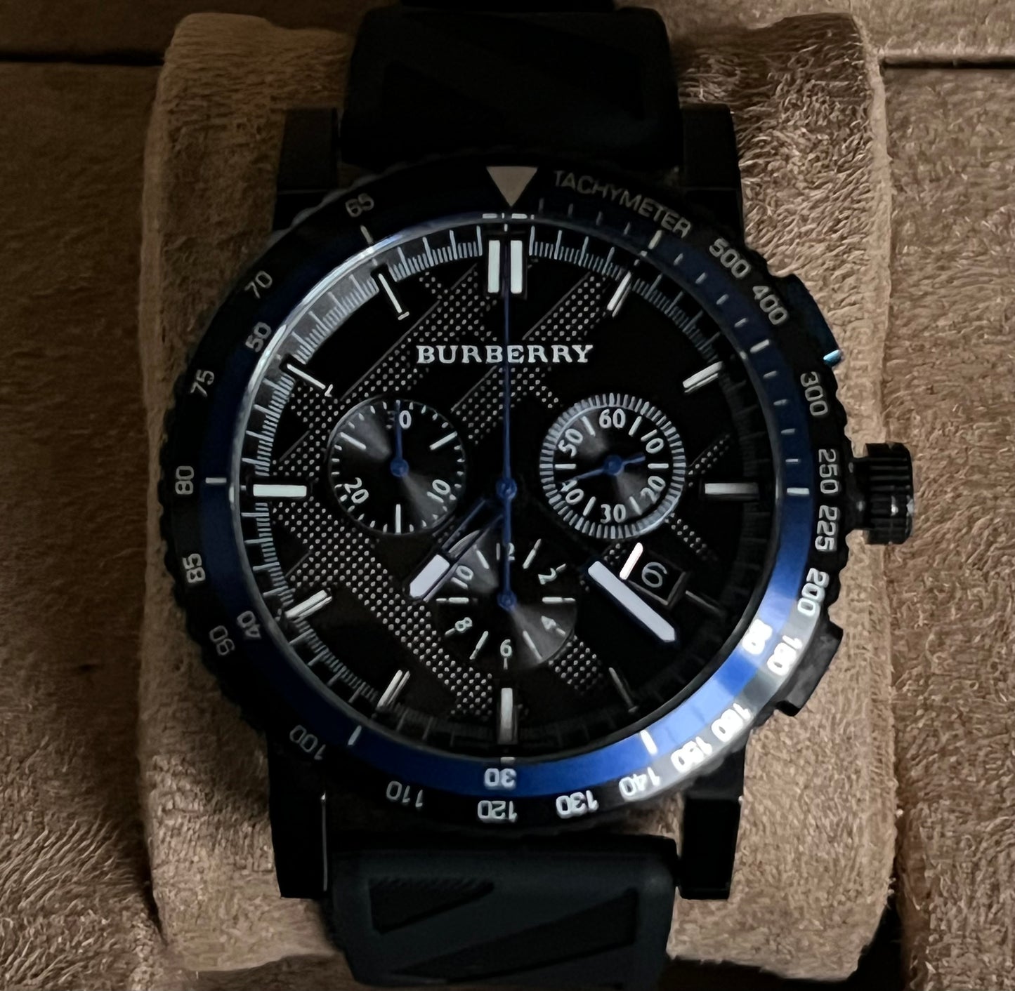 Burberry The City Sport Chronograph Black Rubber Strap Watch