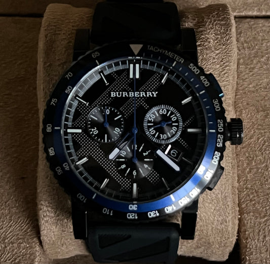 Burberry The City Sport Chronograph Black Rubber Strap Watch
