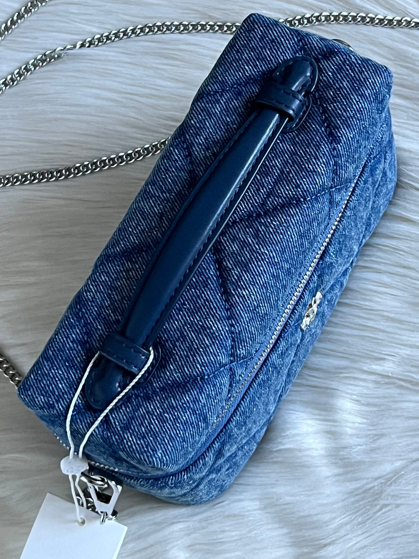 Tory Burch Kira Diamond Quilt Denim Vanity Case