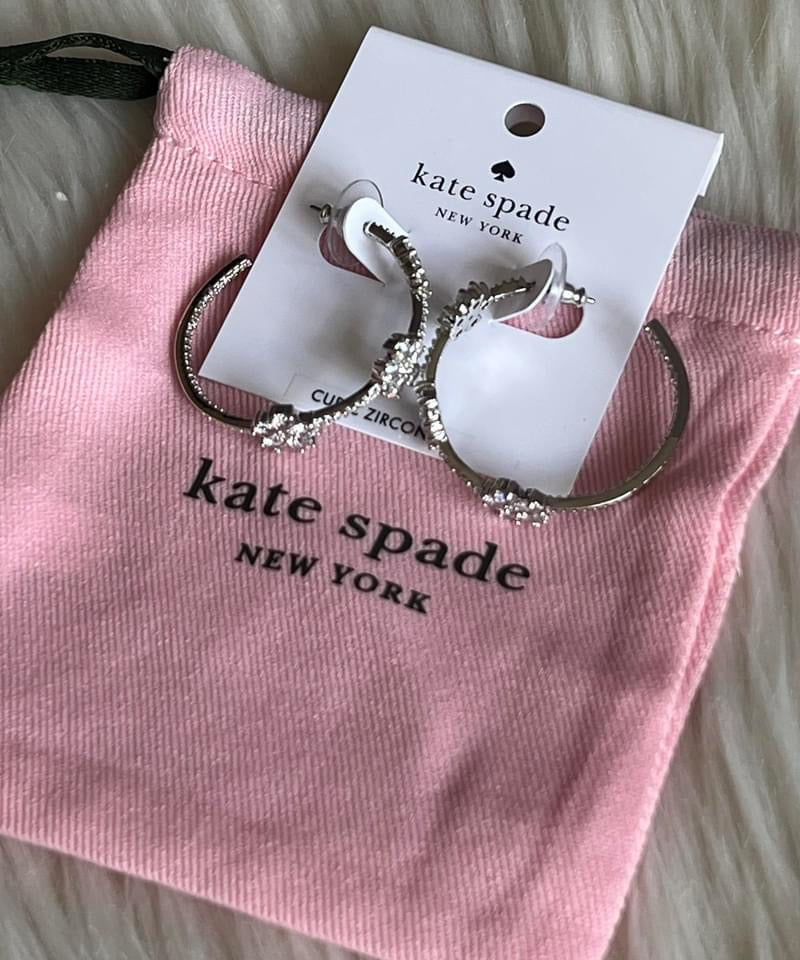 Kate Spade Gleaming Gardenia Flower Hoops Earrings