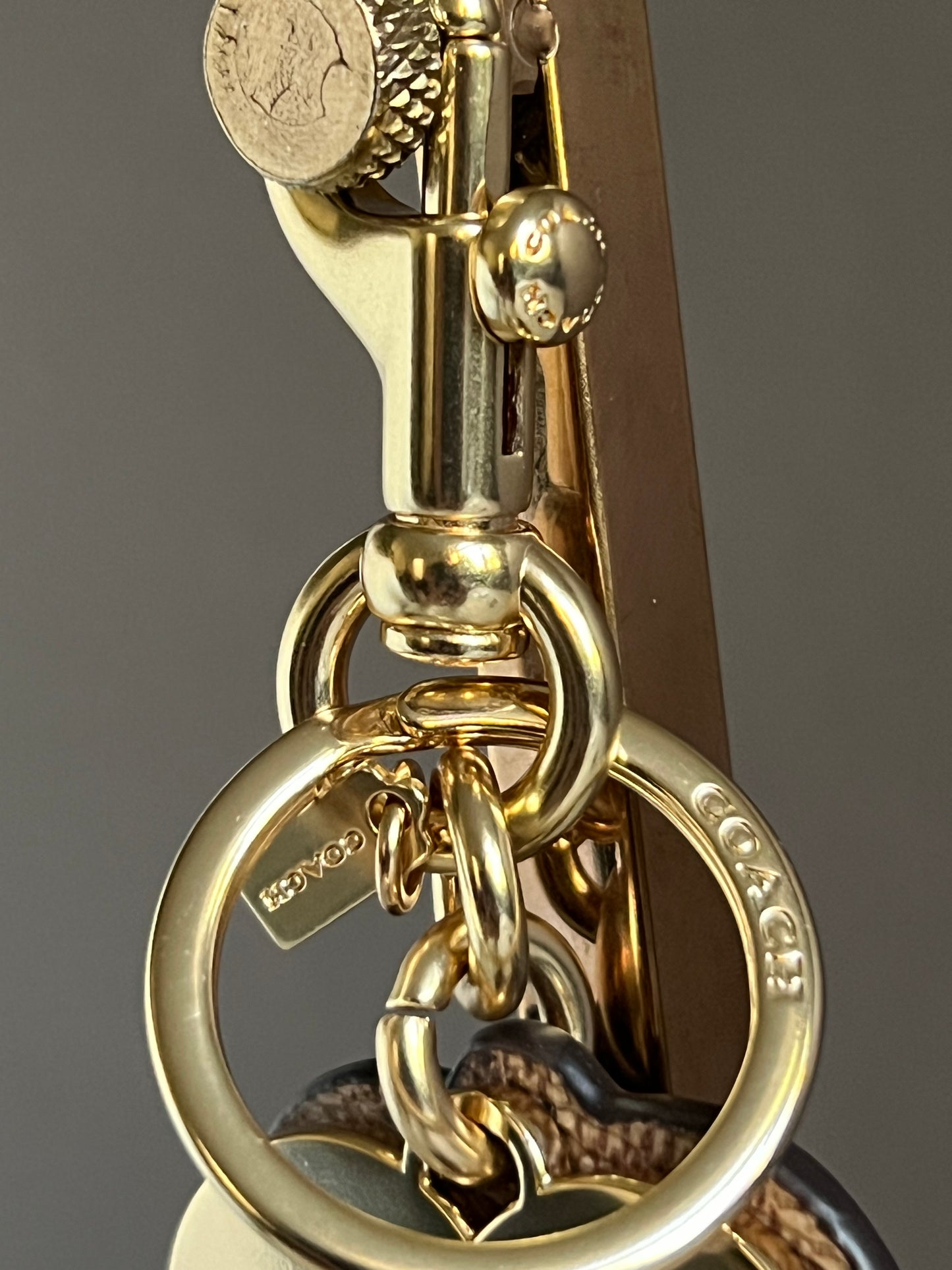 Coach Hearts Key Ring in Signature Canvas