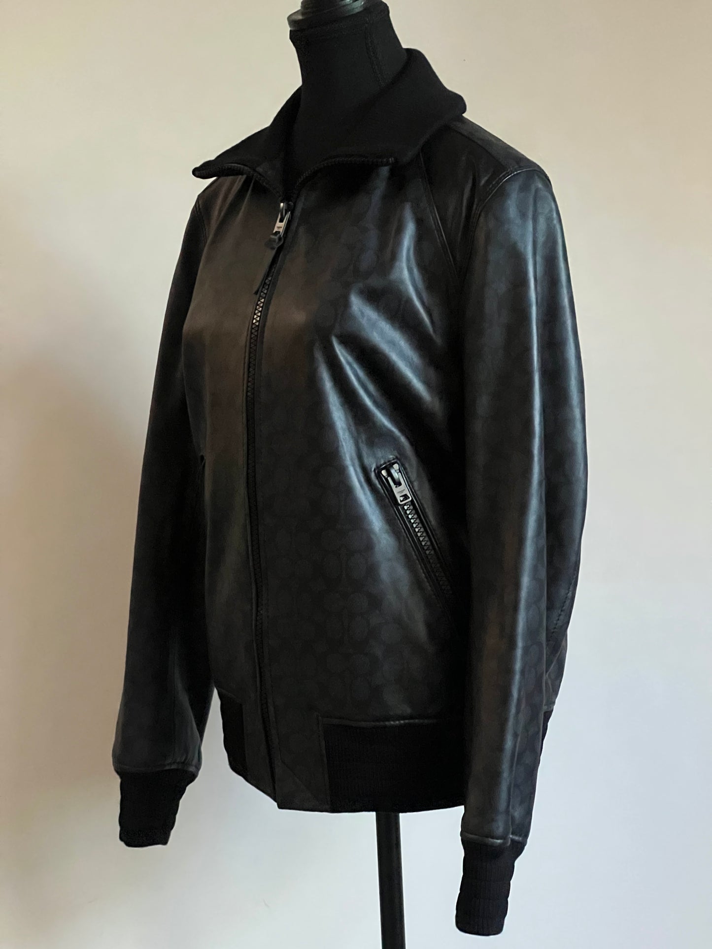 Coach Signature Leather Track Jacket