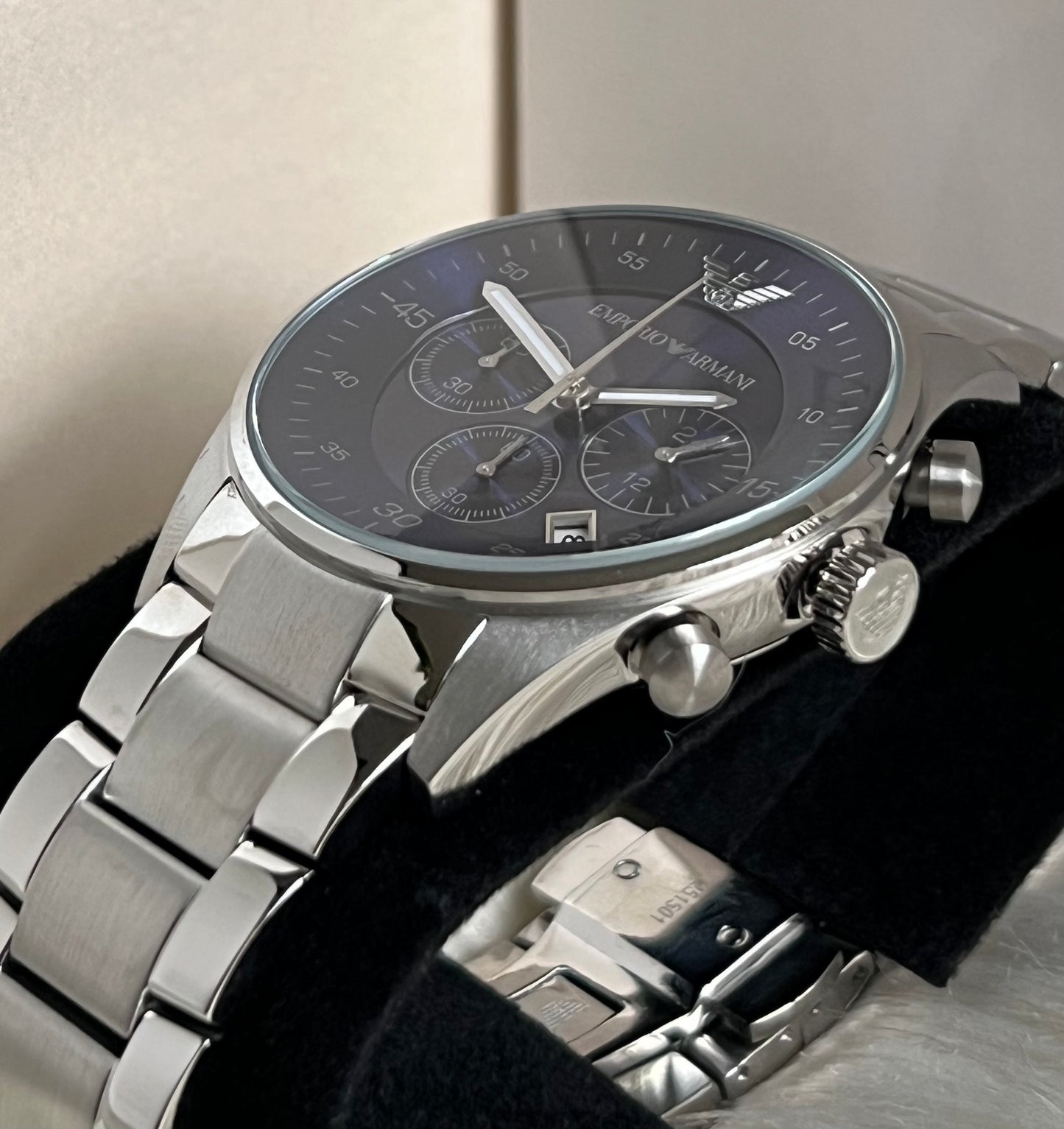 Emporio Armani Men’s Sport Steel Blue Dial Chronograph Watch