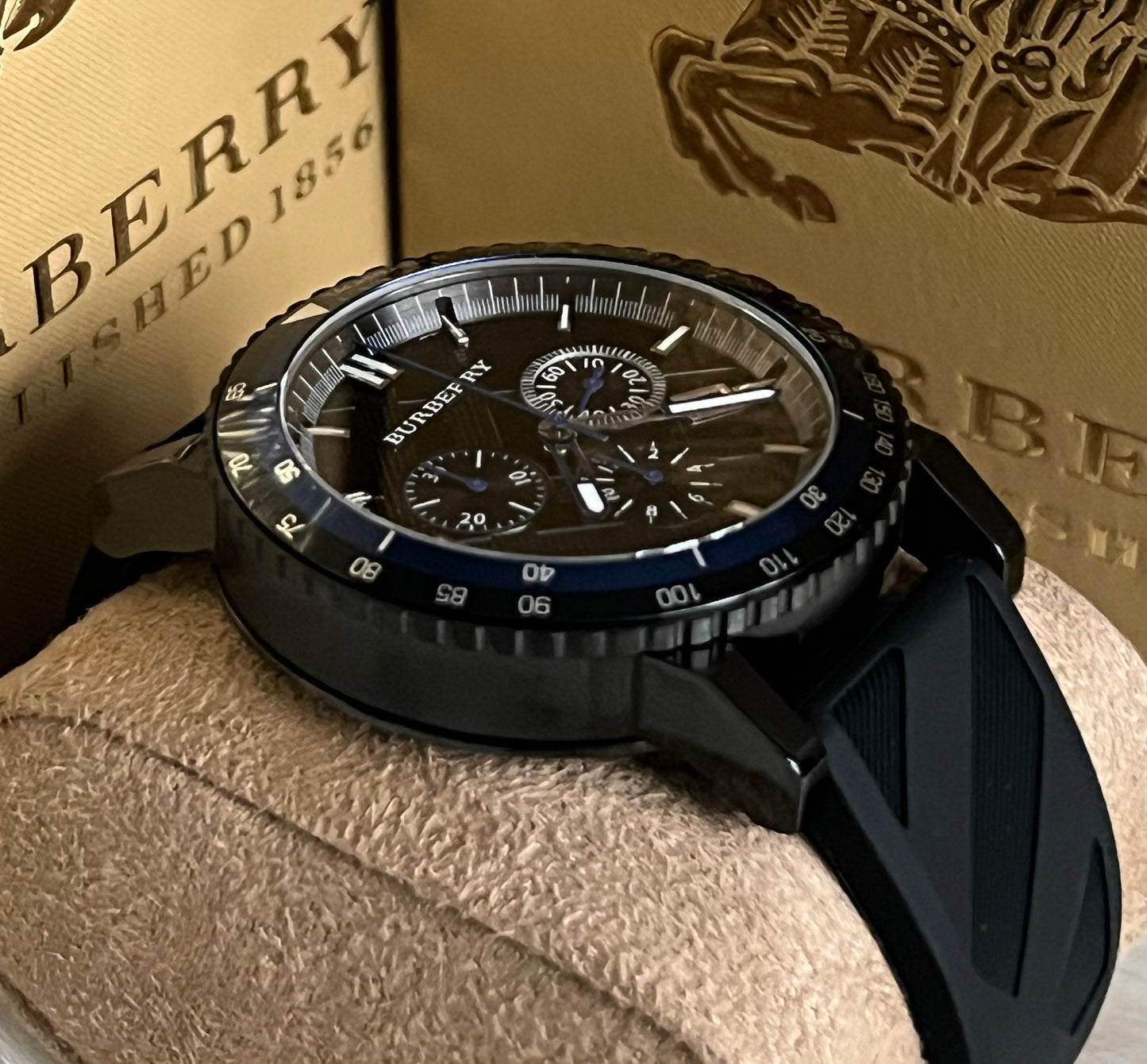 Burberry The City Sport Chronograph Black Rubber Strap Watch