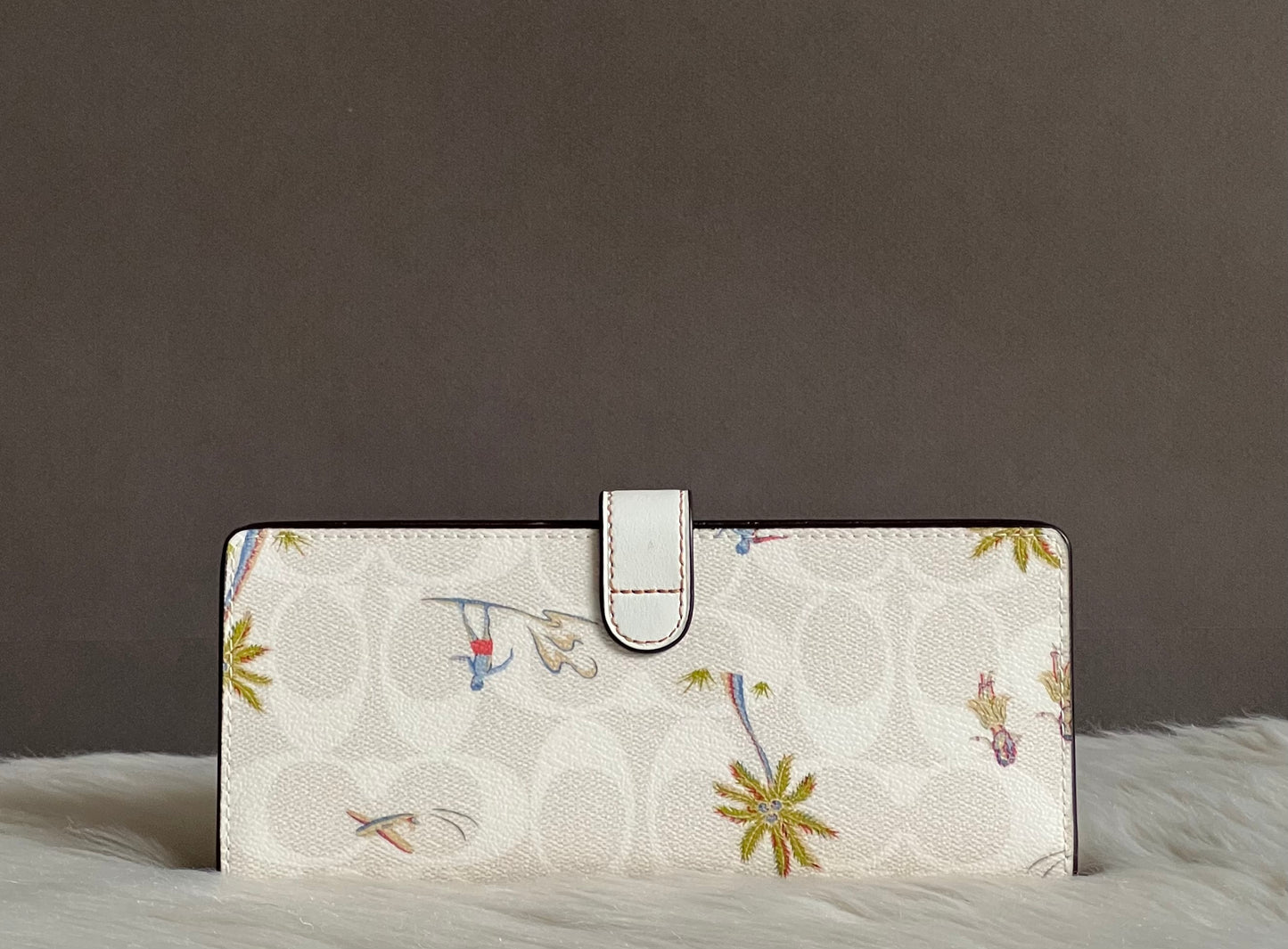 Coach Slim Wallet In Signature Canvas With Hula Print