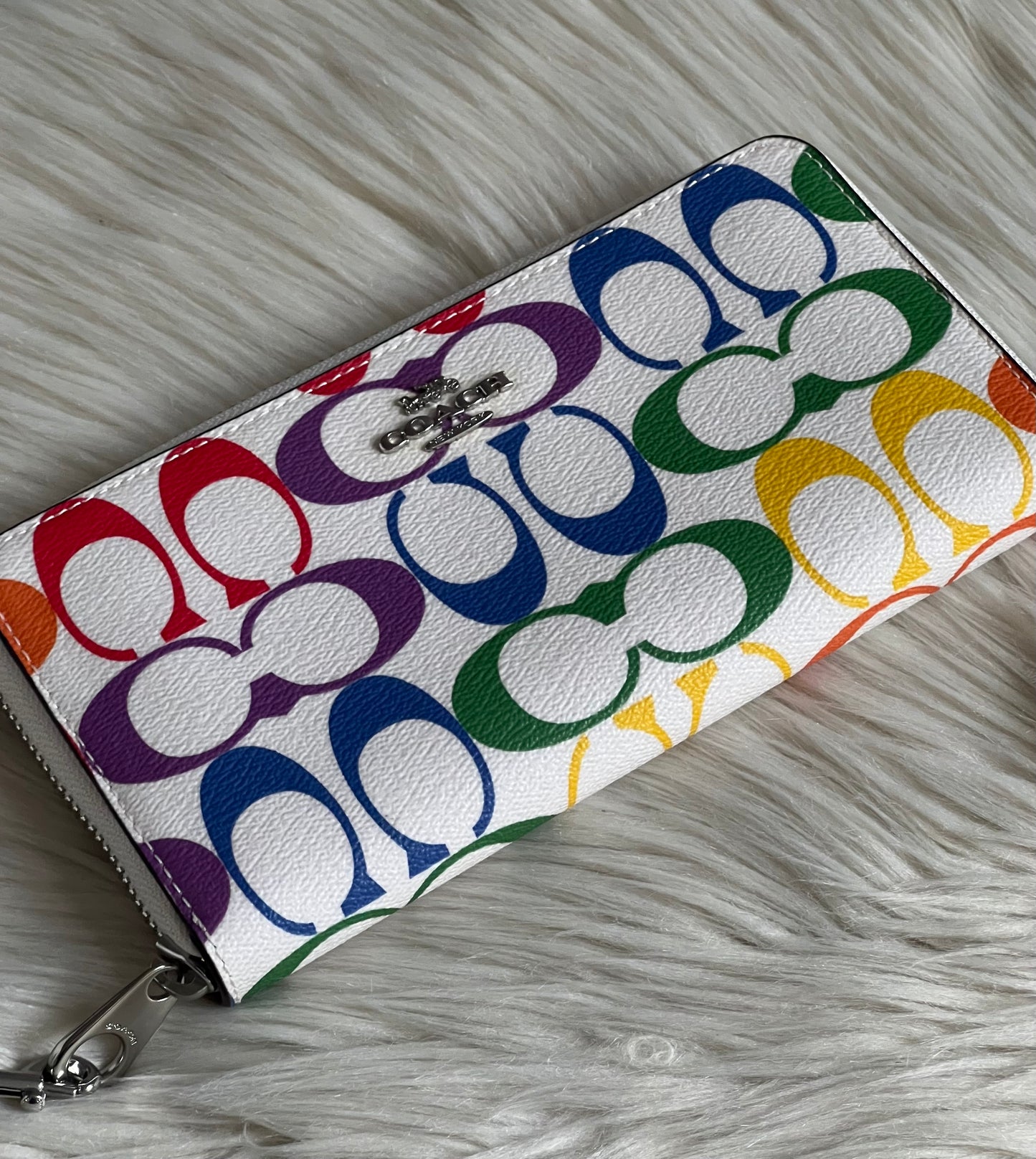 Coach Rainbow Signature Long Zip Around Wallet