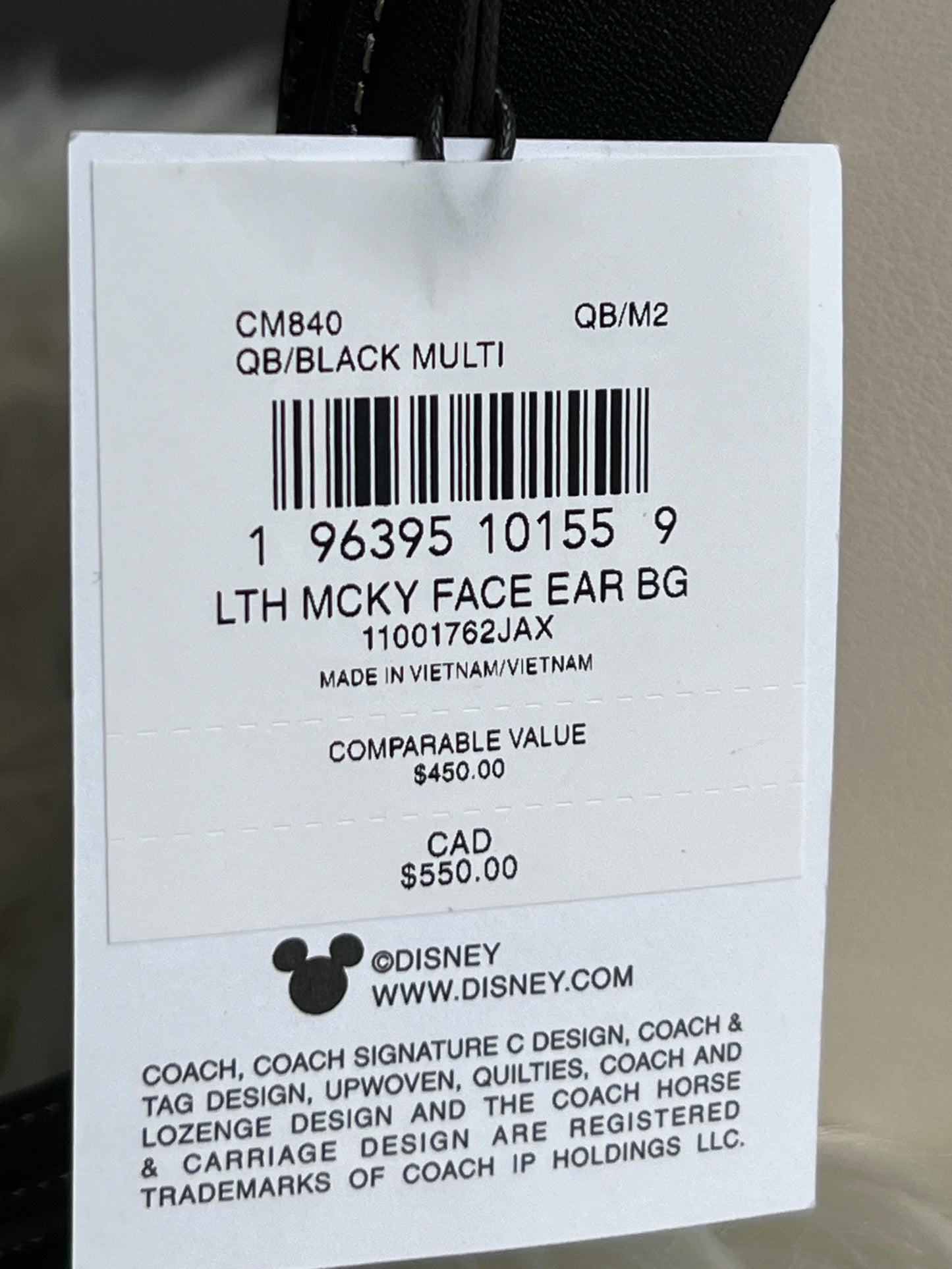 Disney X Coach Mickey Mouse Ear Bag