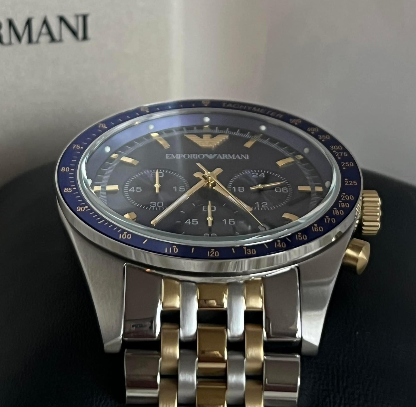 Emporio Armani Men's Tazio Chronograph Watch Two Tone