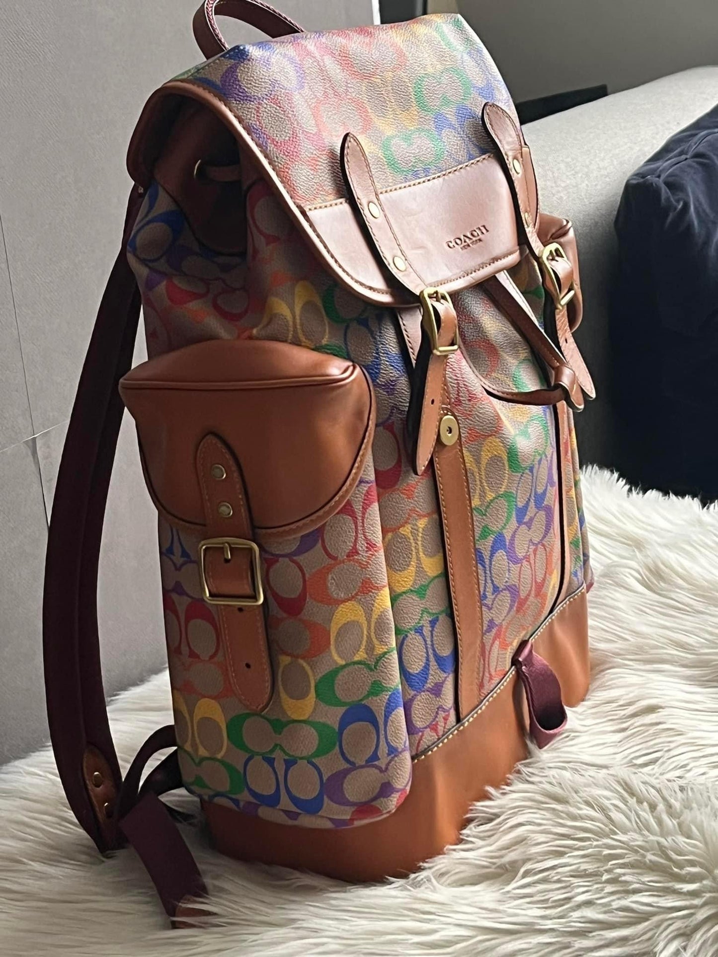 Coach Hitch Backpack in Rainbow Signature Canvas