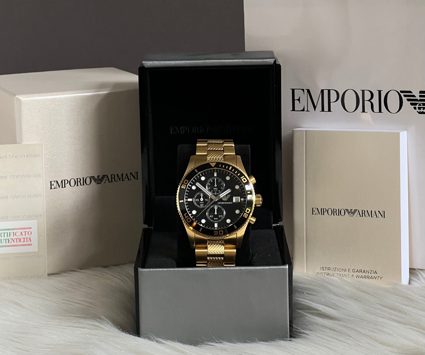 Emporio Armani Men’s Gold Black Stainless Steel Watch