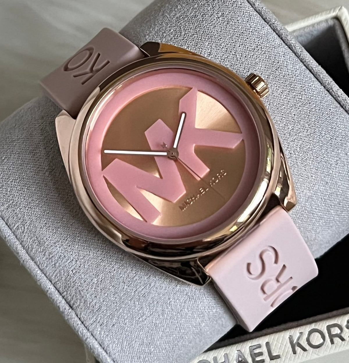 Michael Women’s Kors Janelle Three-Hand Pink Silicone Watch