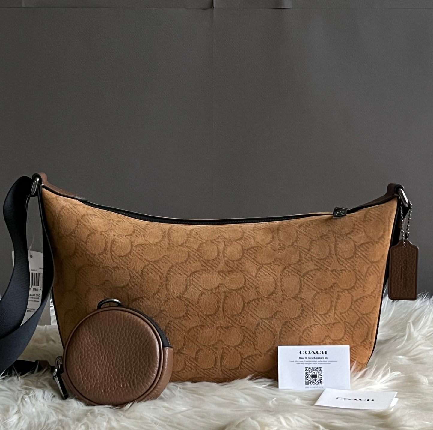 Coach Small Finn Crossbody Bag with Pouch in Signature Suede