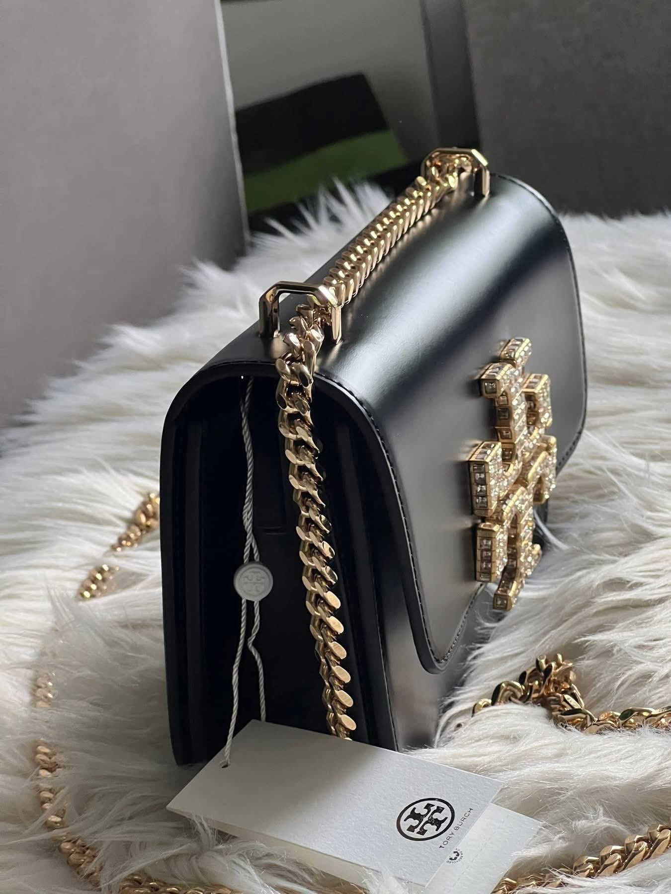 Tory Burch Eleanor Pave Spazzolato Small Convertible Shoulder Bag