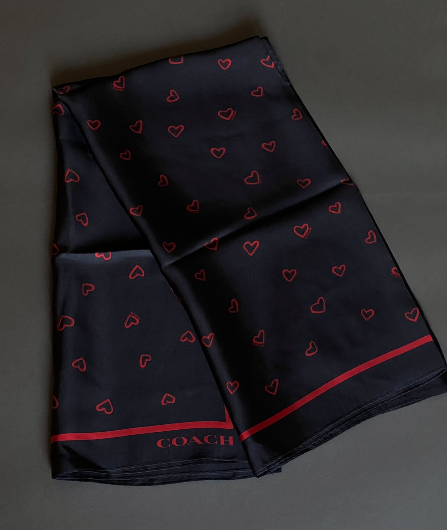 Coach Hearts Print Silk Square Scarf