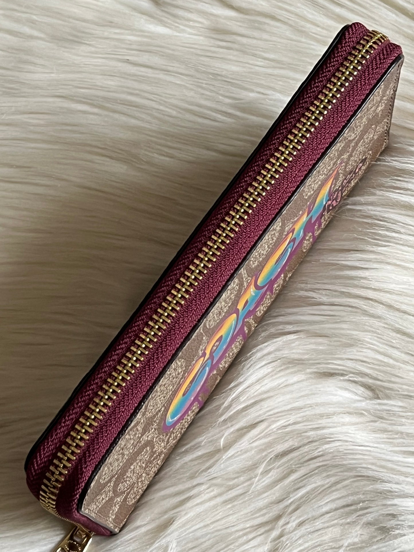 Coach Accordion Zip Around Wallet In Signature Canvas with Graffiti