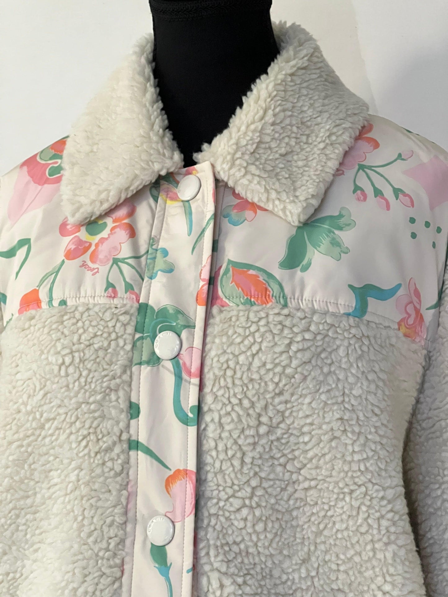 Coach Blocked Floral Sherpa Jacket