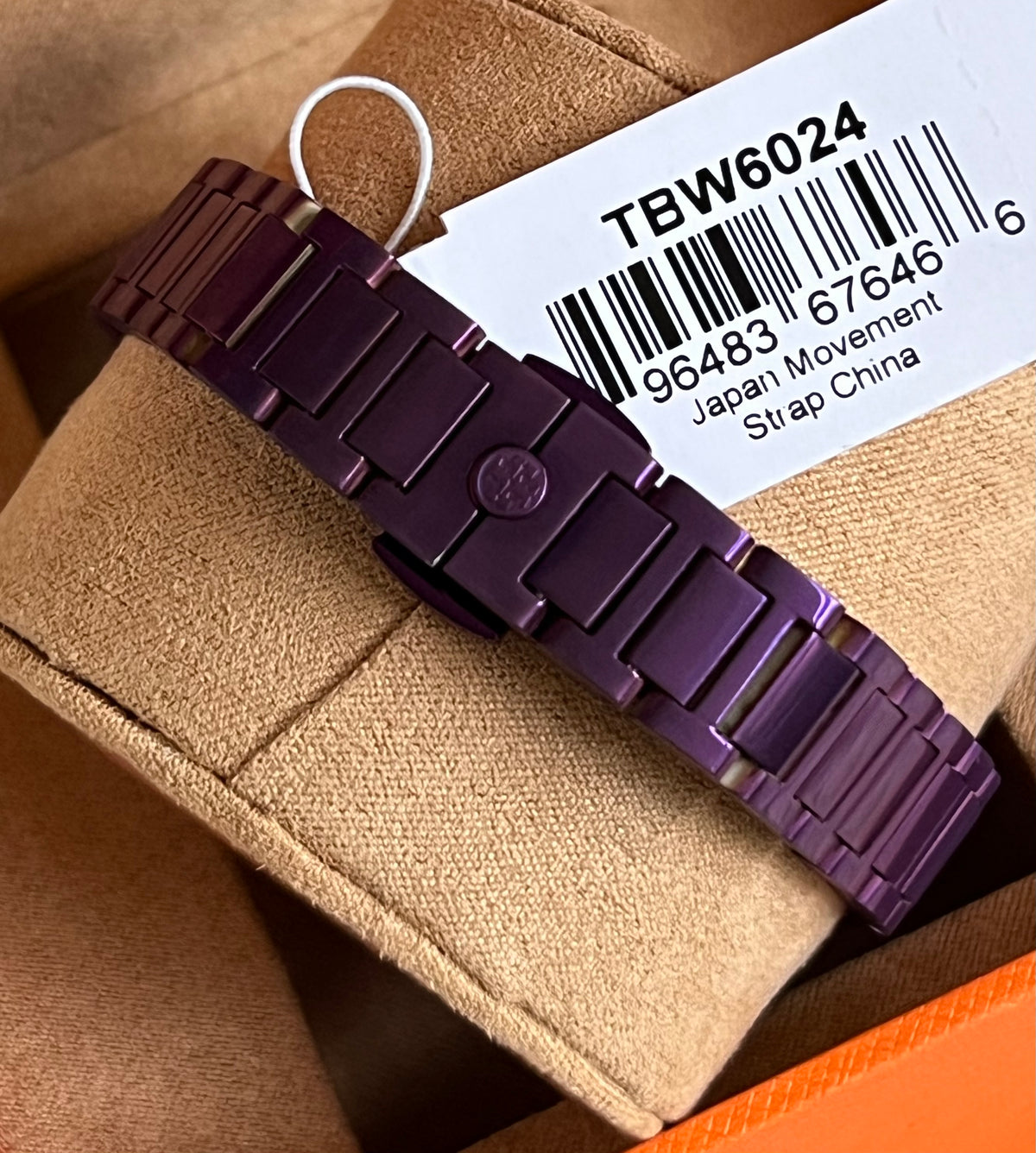 Tory Burch The Kira Square Purple Stainless Watch
