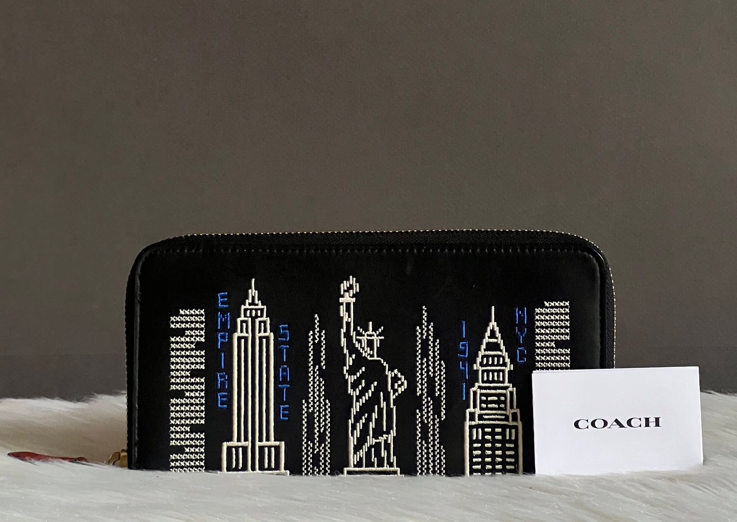 Coach Accordion Zip Wallet with Stardust City Skyline Embroidery