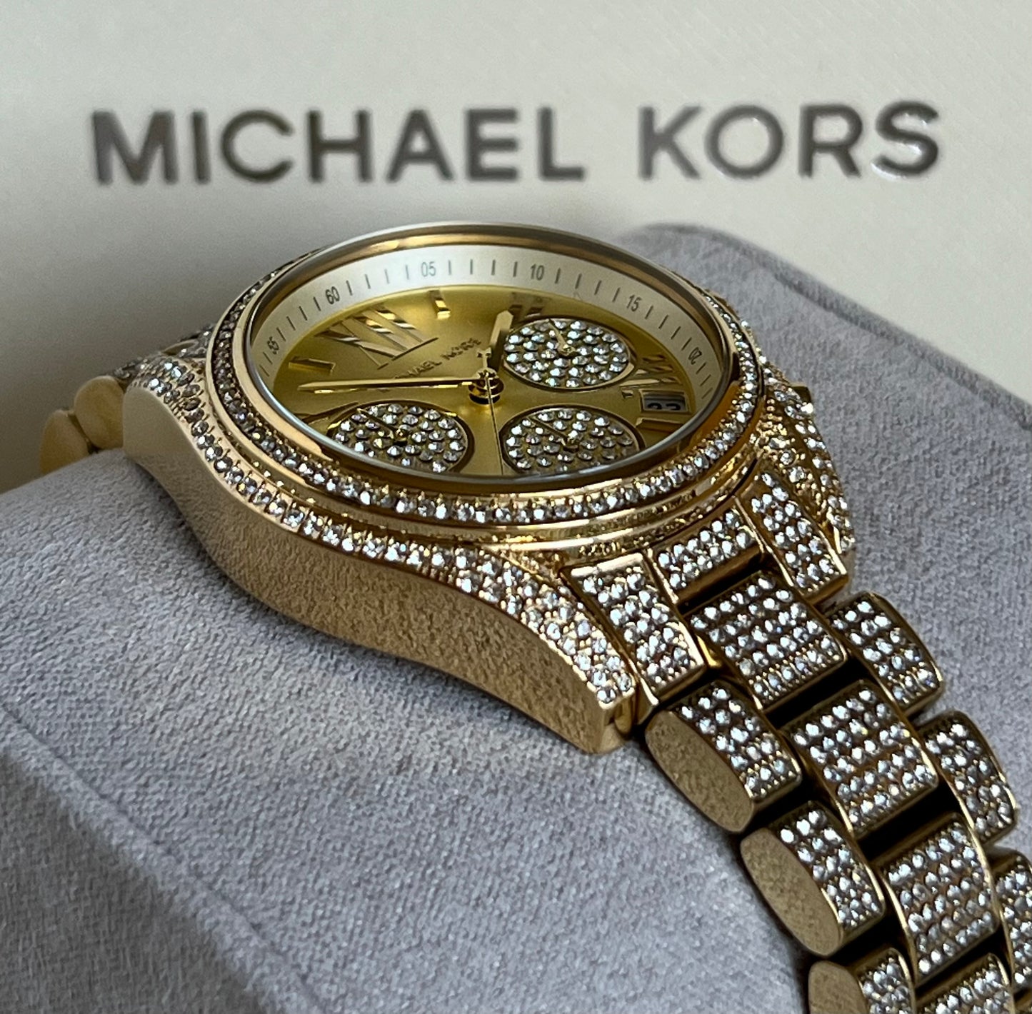Michael Kors Women’s Mini Bradshaw Gold Dial Crystal Pavé Watch