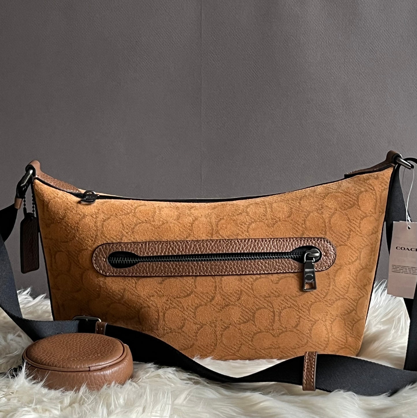 Coach Small Finn Crossbody Bag with Pouch in Signature Suede