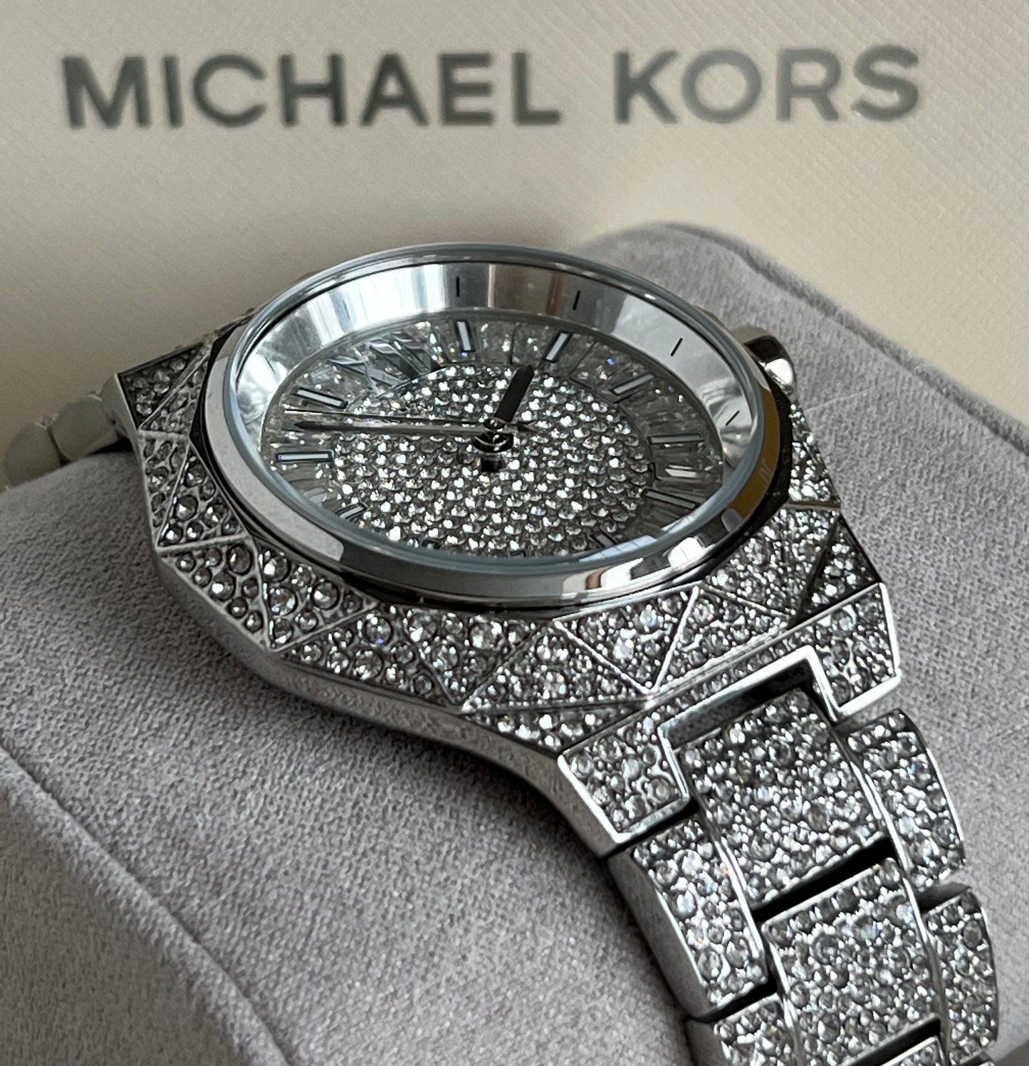 Micheal Kors Women’s Oversized Raquel Pavé Silver-Tone Watch