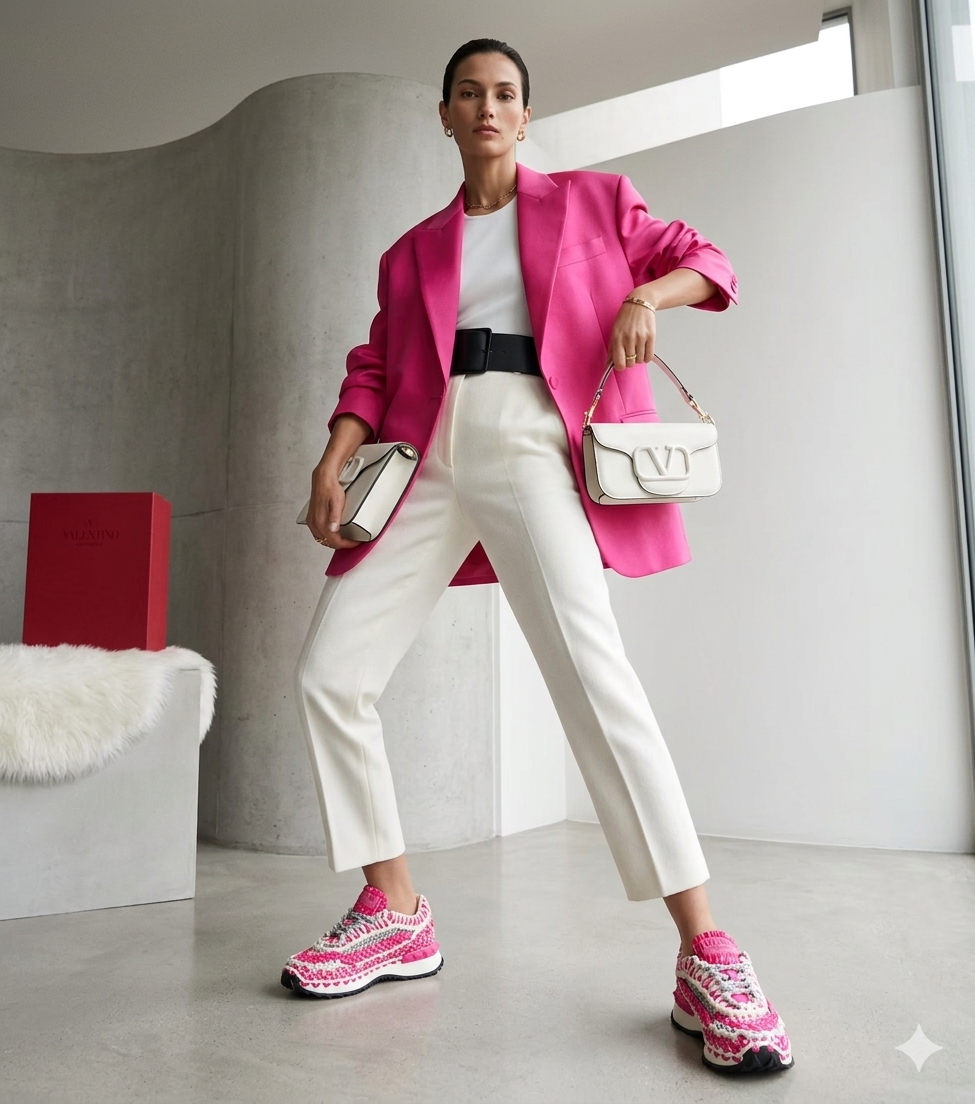 Valentino Garavani Knotted Macrame Crochet Sneakers