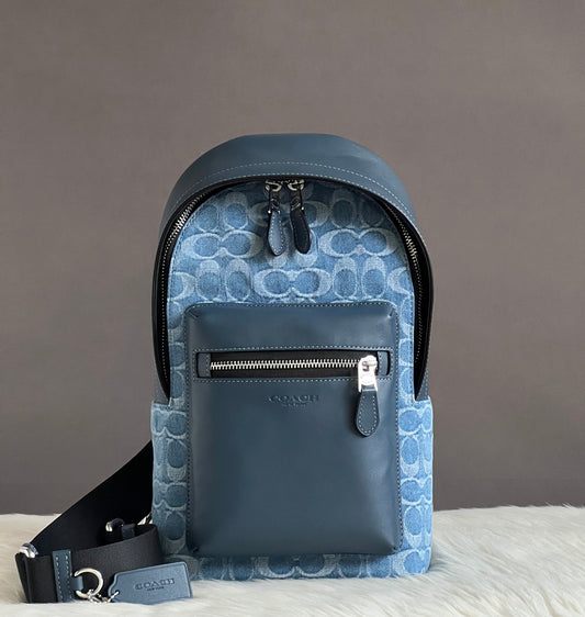 Coach West Pack In Signature Denim