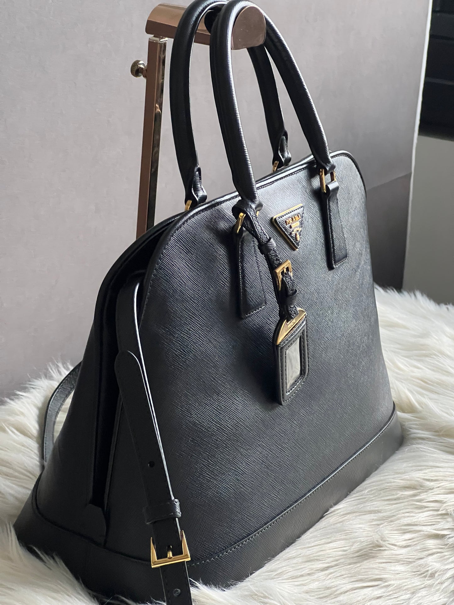 Prada Saffiano Large Dome Tote Bag