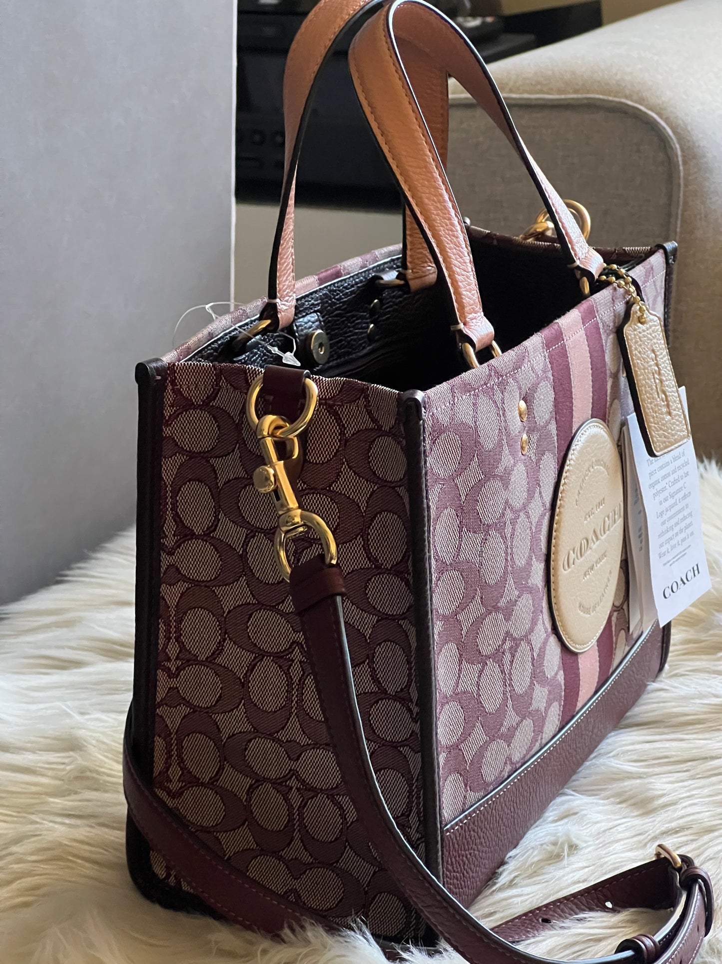 Coach Dempsey Carryall in Signature Jacquard with Stripe and Patch