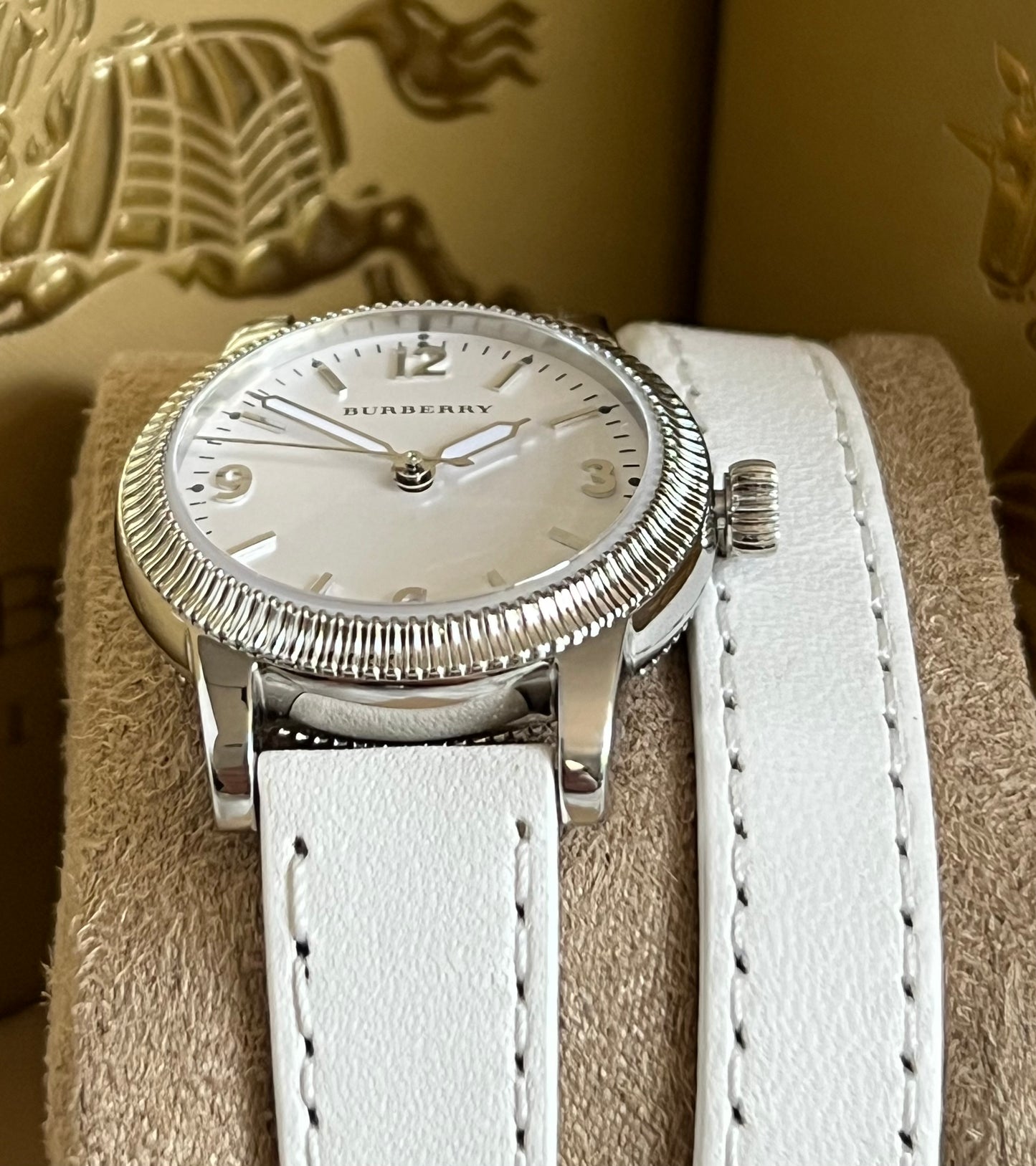 Burberry Women’s Utilitarian White Dial Tan Leather Watch