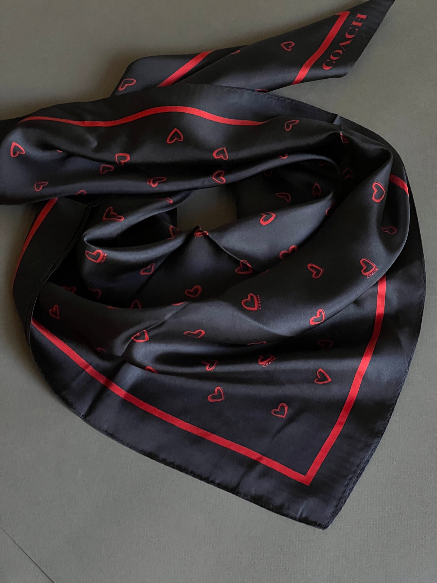 Coach Hearts Print Silk Square Scarf