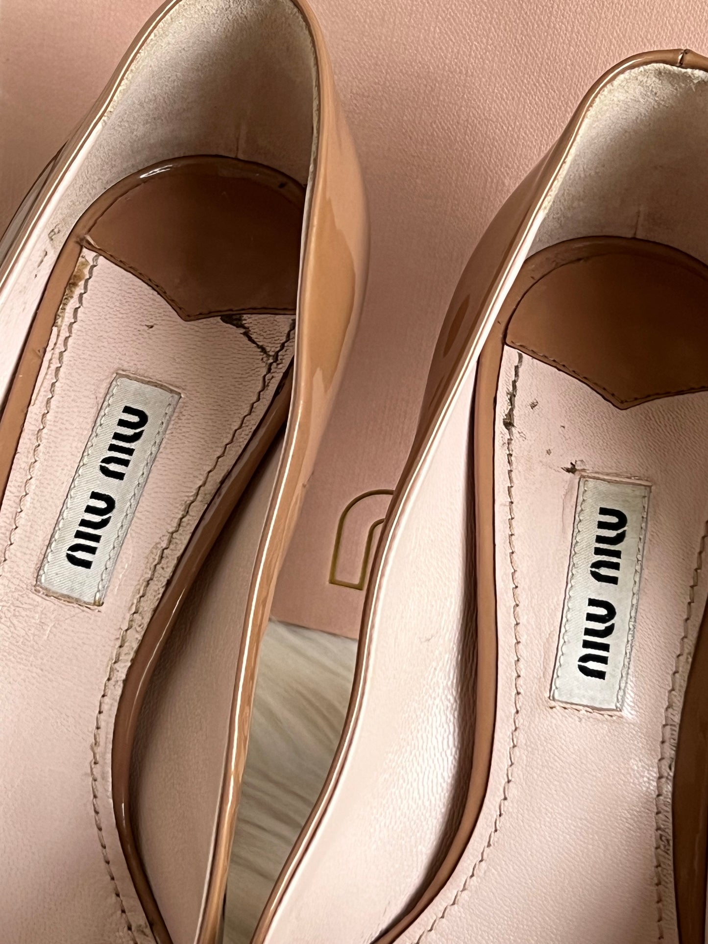Miu Miu Bow Peep Toe Platform Pumps