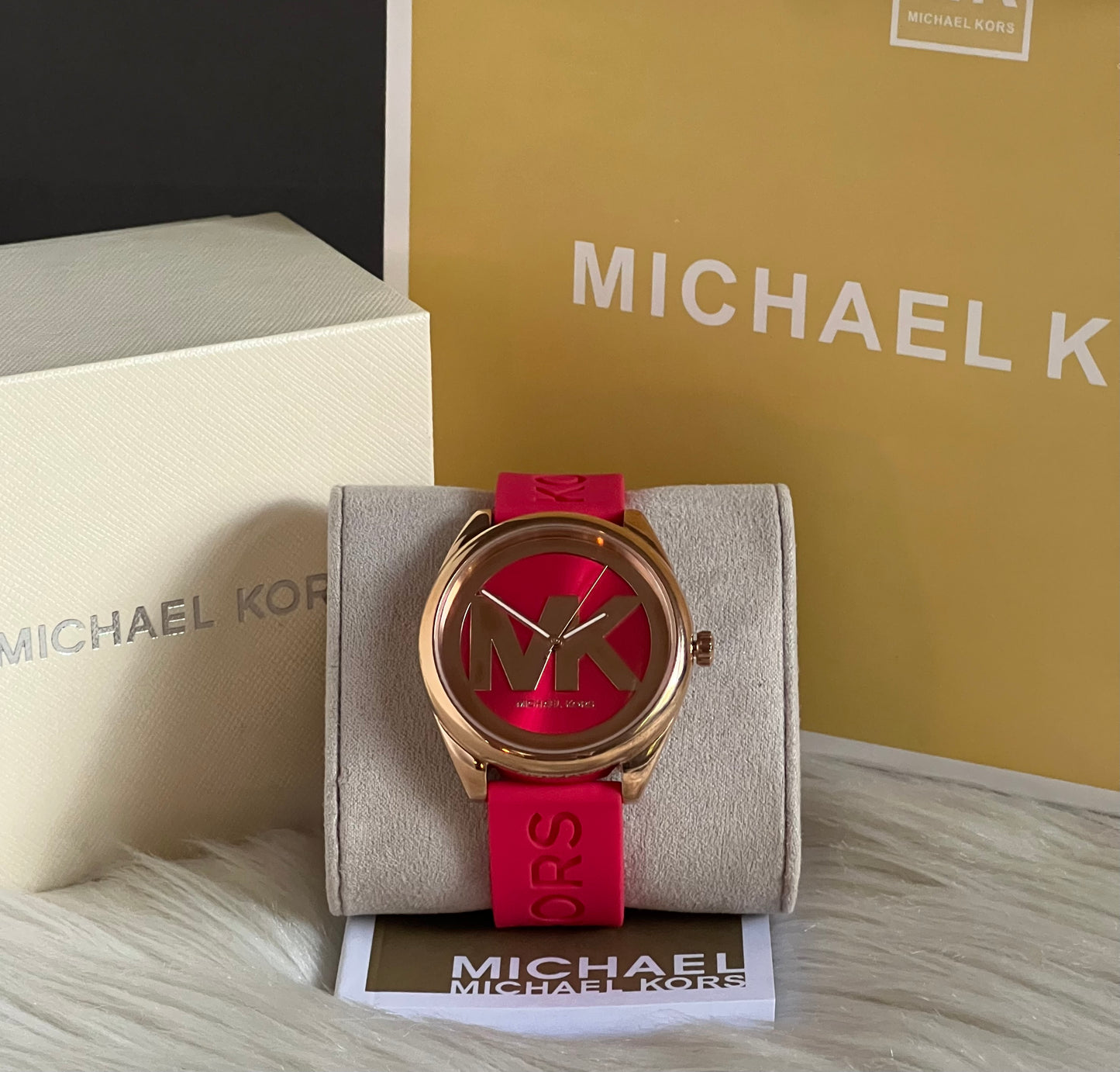 Michael Kors Women’s Janelle Three-Hand Pink Silicone Watch