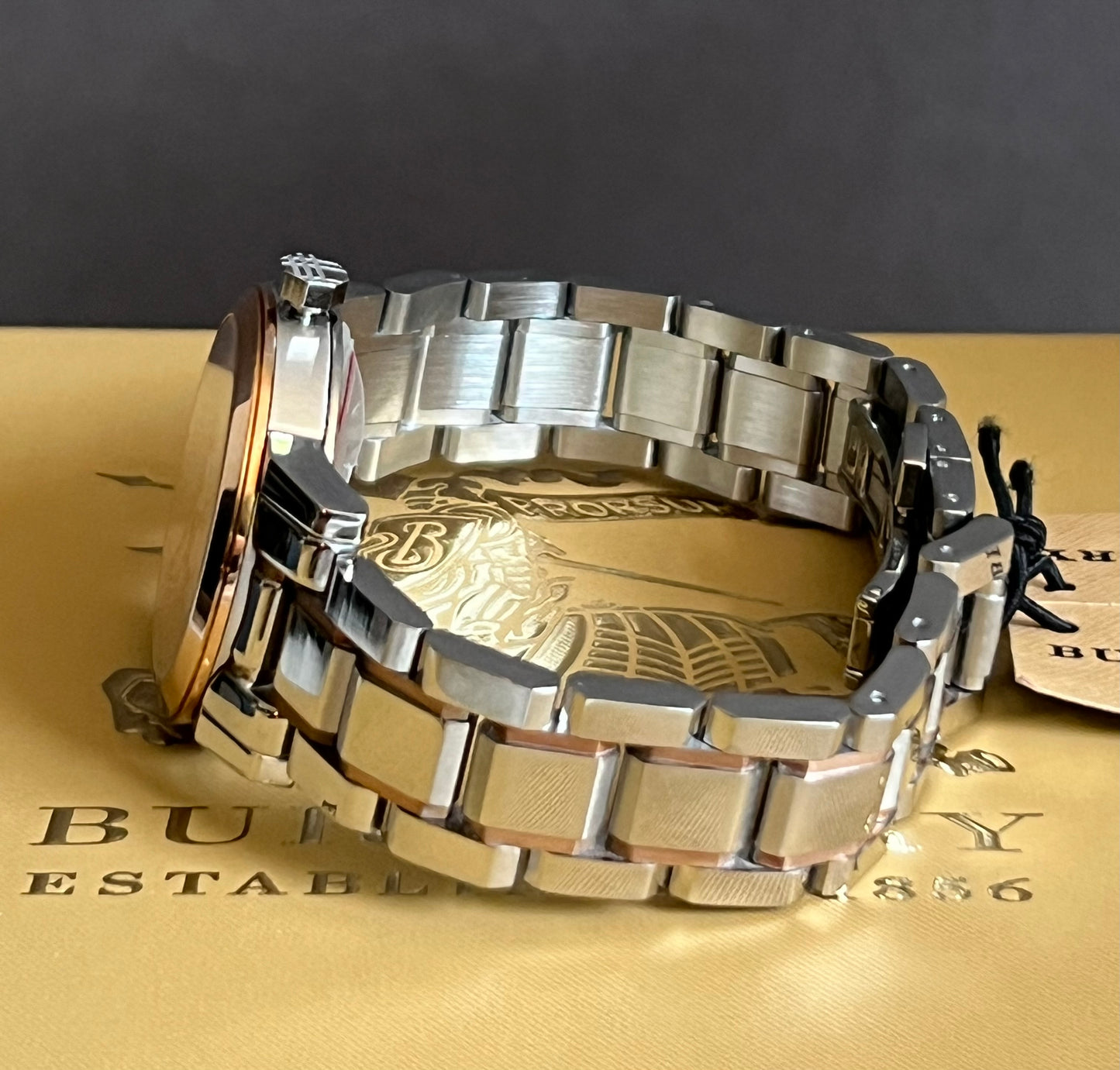 Burberry Women Large Check Two-Tone Stainless Steel Watch