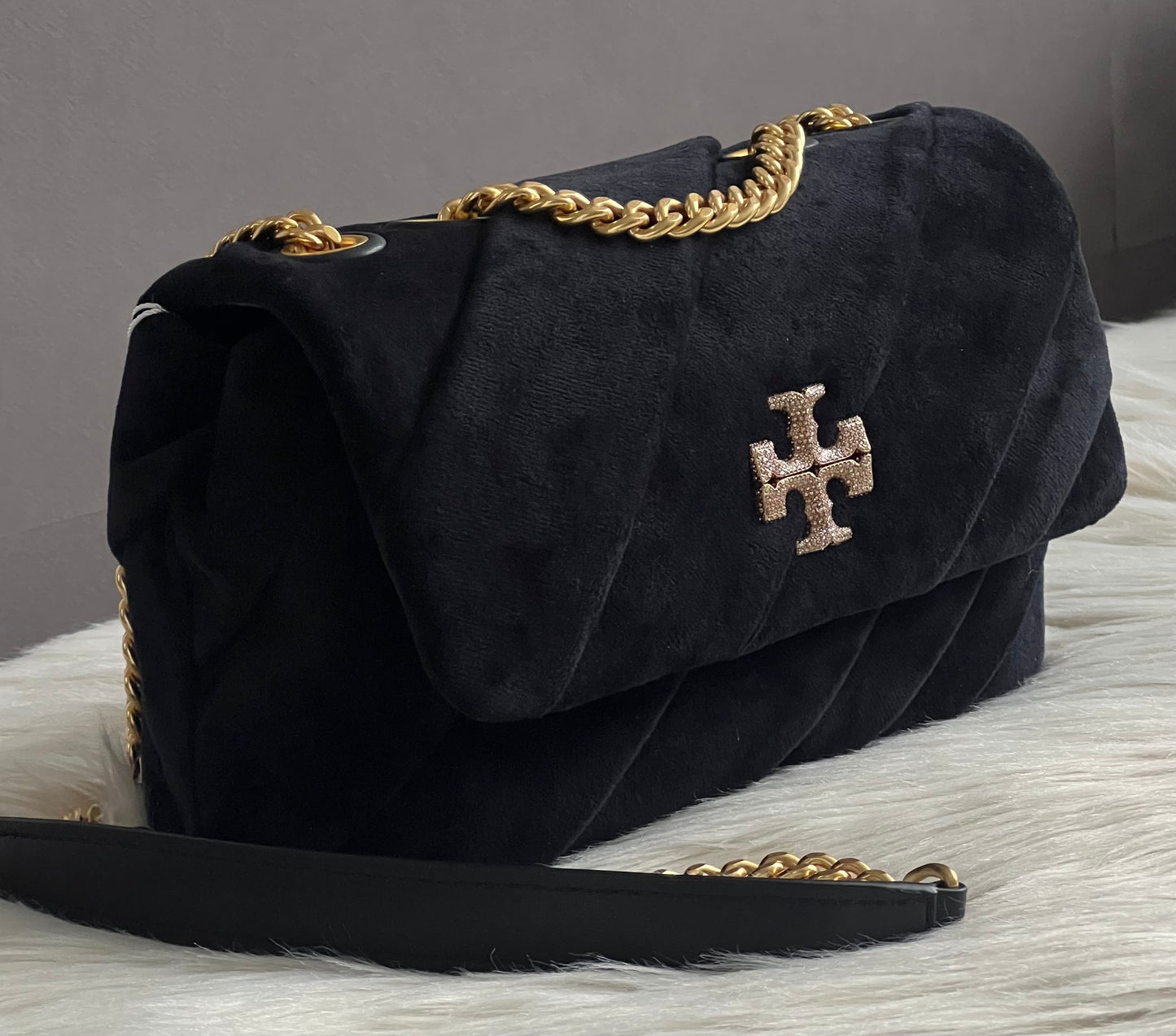 Tory Burch Small Kira Draped Velvet Convertible Shoulder Bag