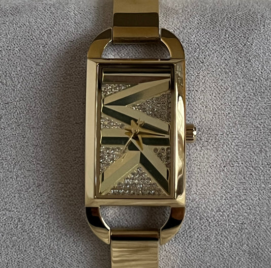 Michael Kors Women’s Mini Empire Pavé Gold-Tone Bangle Watch