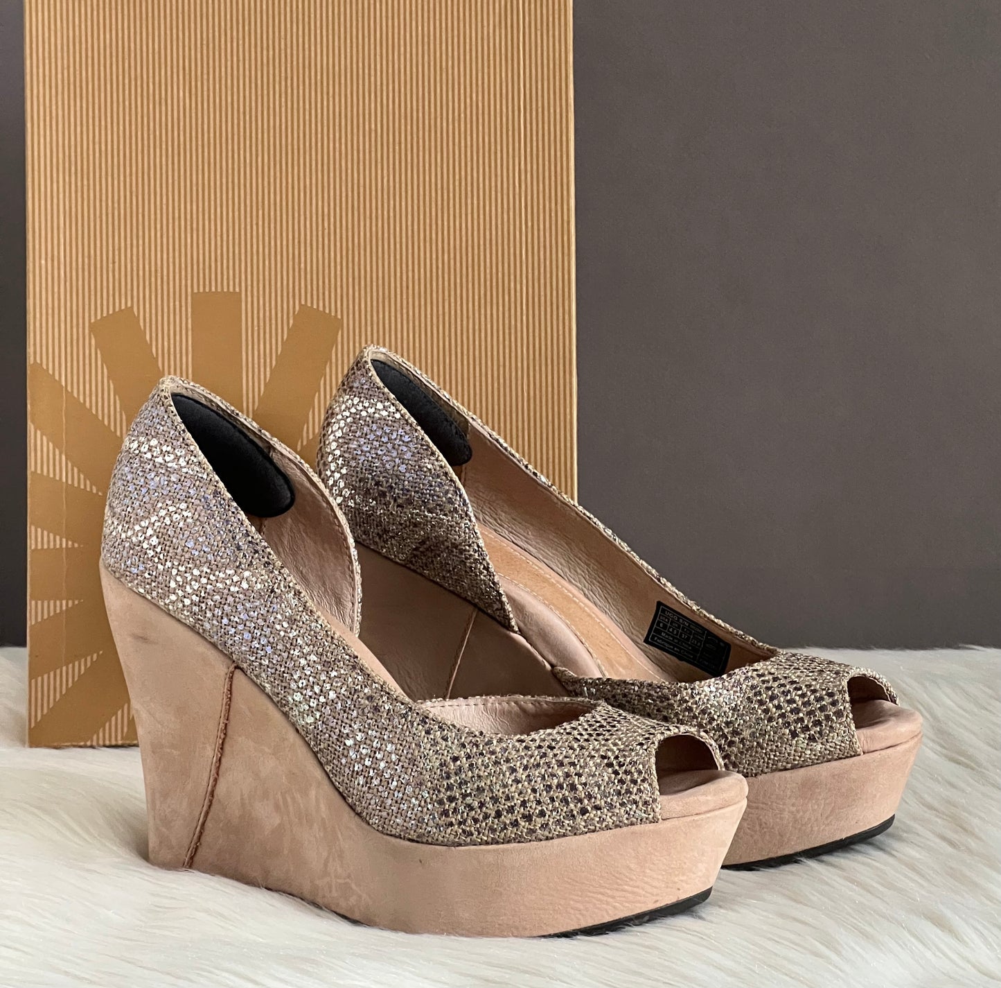 UGG Toura Metallic Snake Print Platform Wedge Sandals