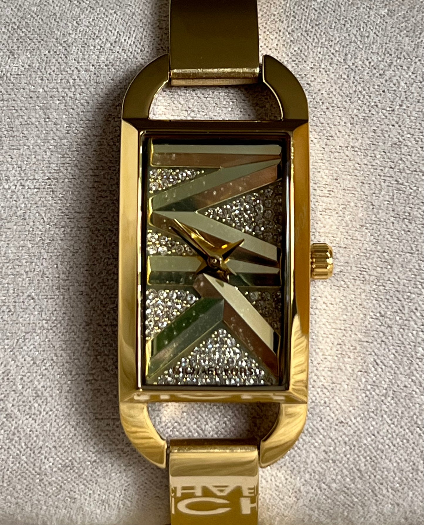 Michael Kors Women’s Mini Empire Pavé Gold-Tone Bangle Watch